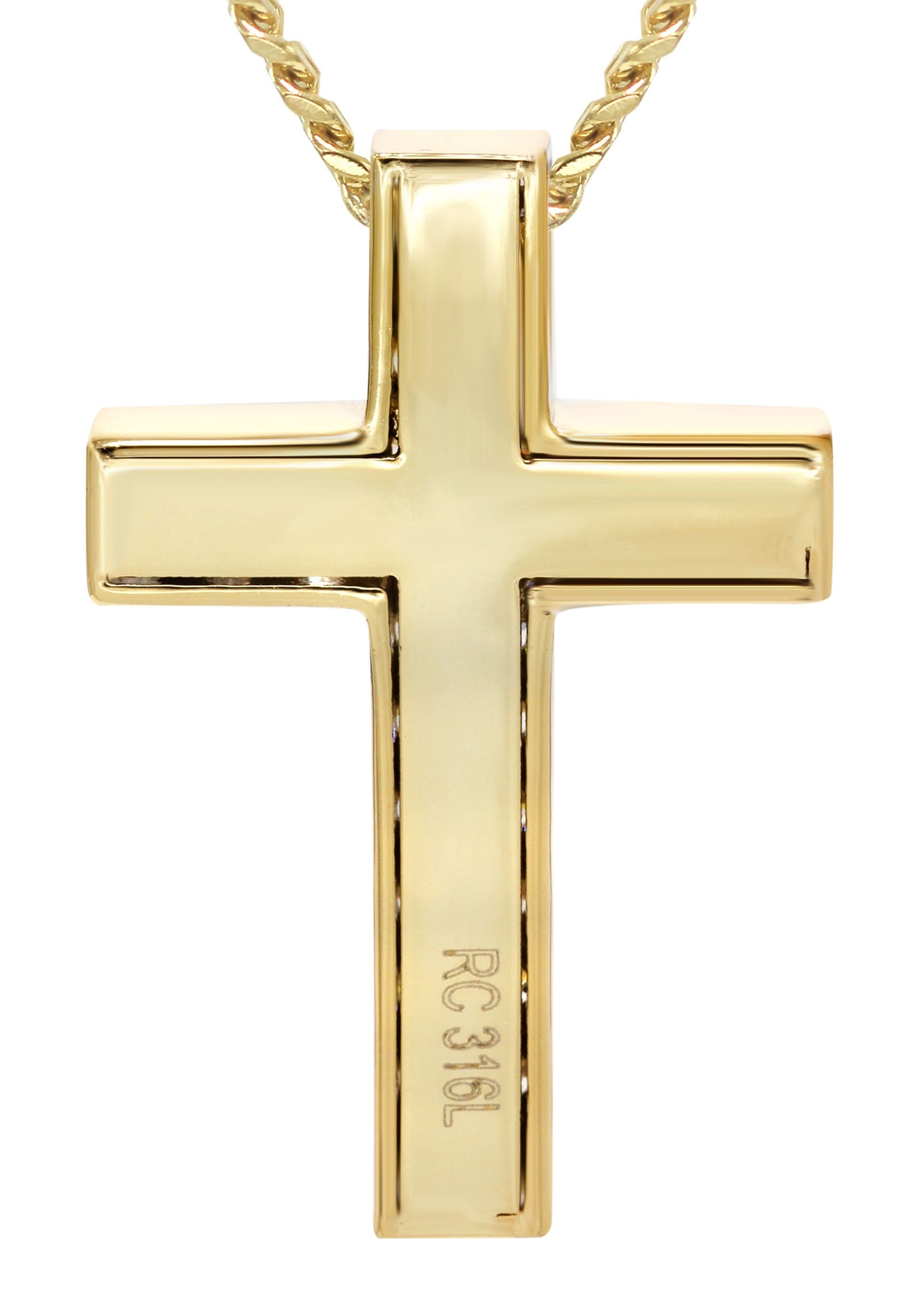 Manufacturer 30 Mens Gold Plated Cuban Link Chain & Cross Pendant | Appx. 20 Grams