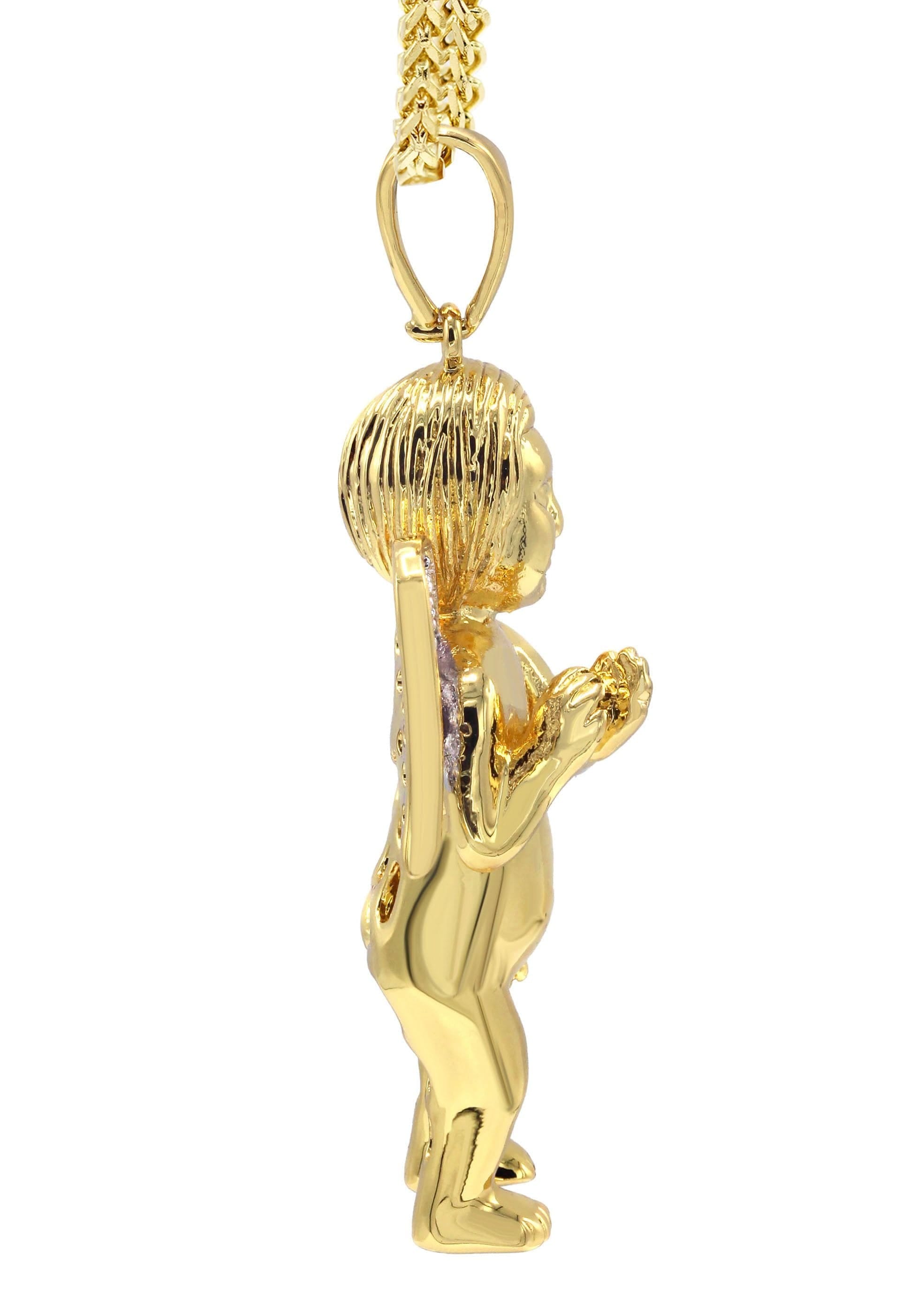 Manufacturer 30 Mens Gold Plated Franco Chain & Angel Pendant | Appx. 19.4 Grams