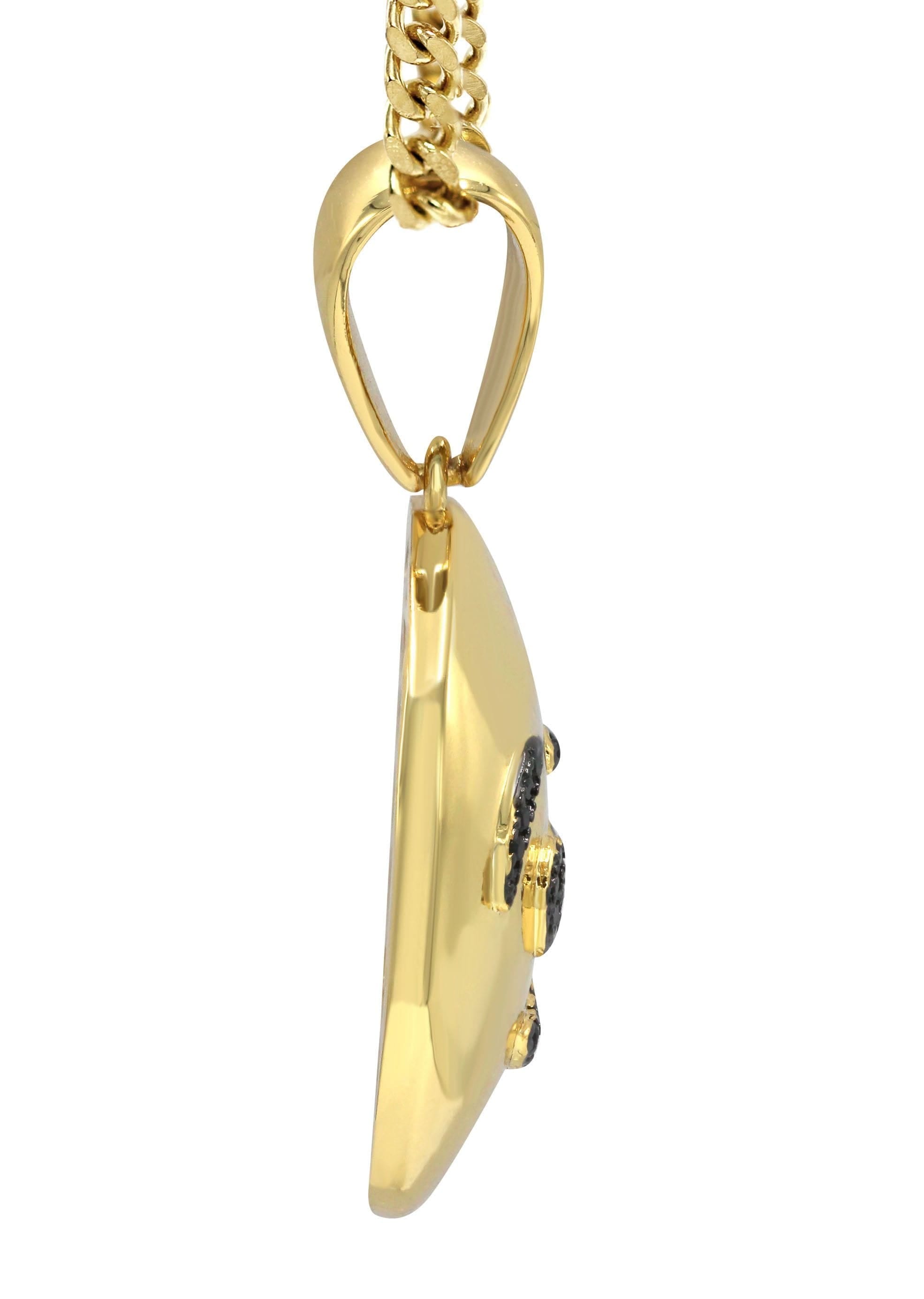 Manufacturer 30 Mens Gold Plated Cuban Link Chain & Emoji Pendant | Appx. 14.3 Grams