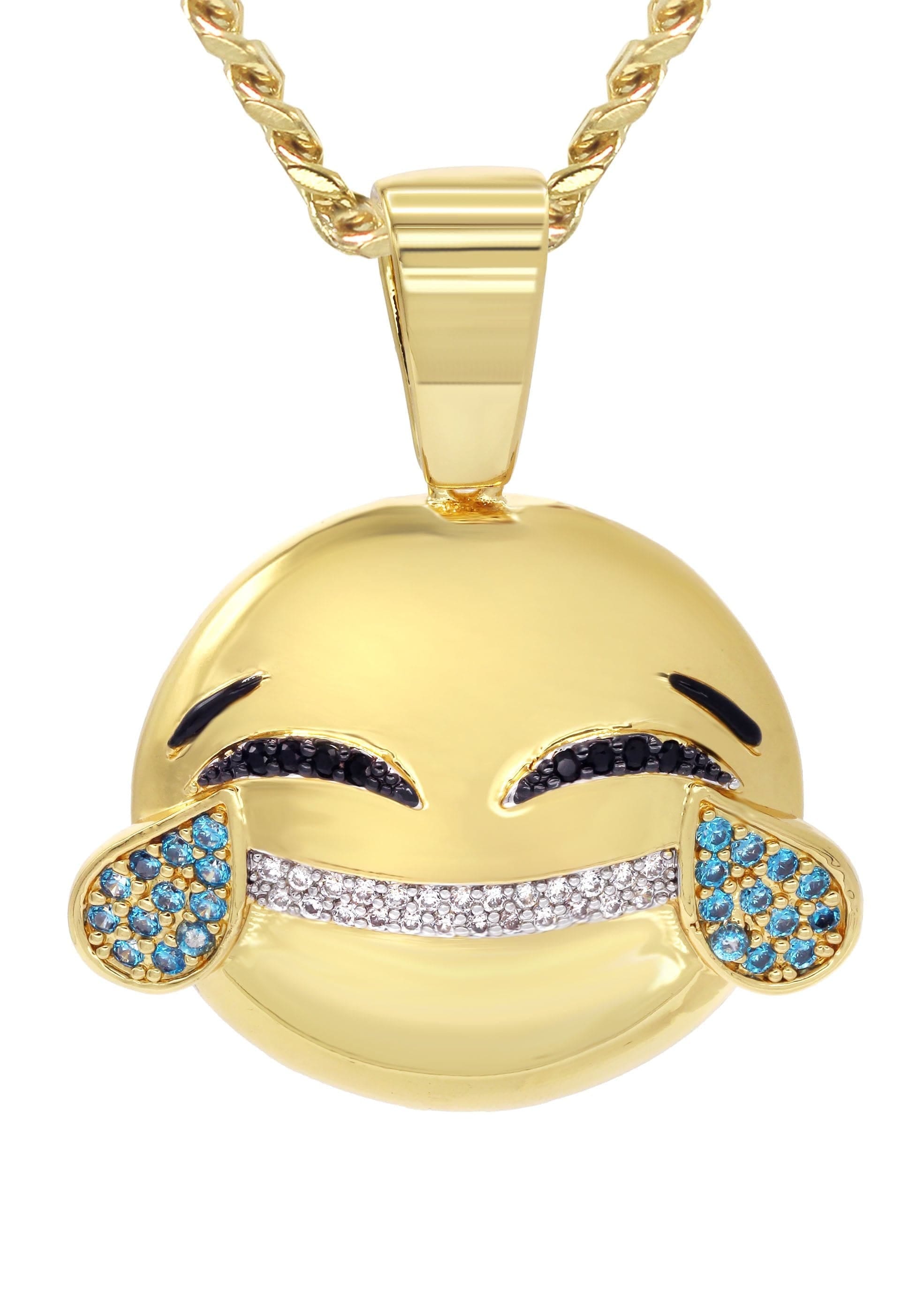 Manufacturer 30 Mens Gold Plated Cuban Link Chain & Emoji Pendant | Appx. 16.3 Grams
