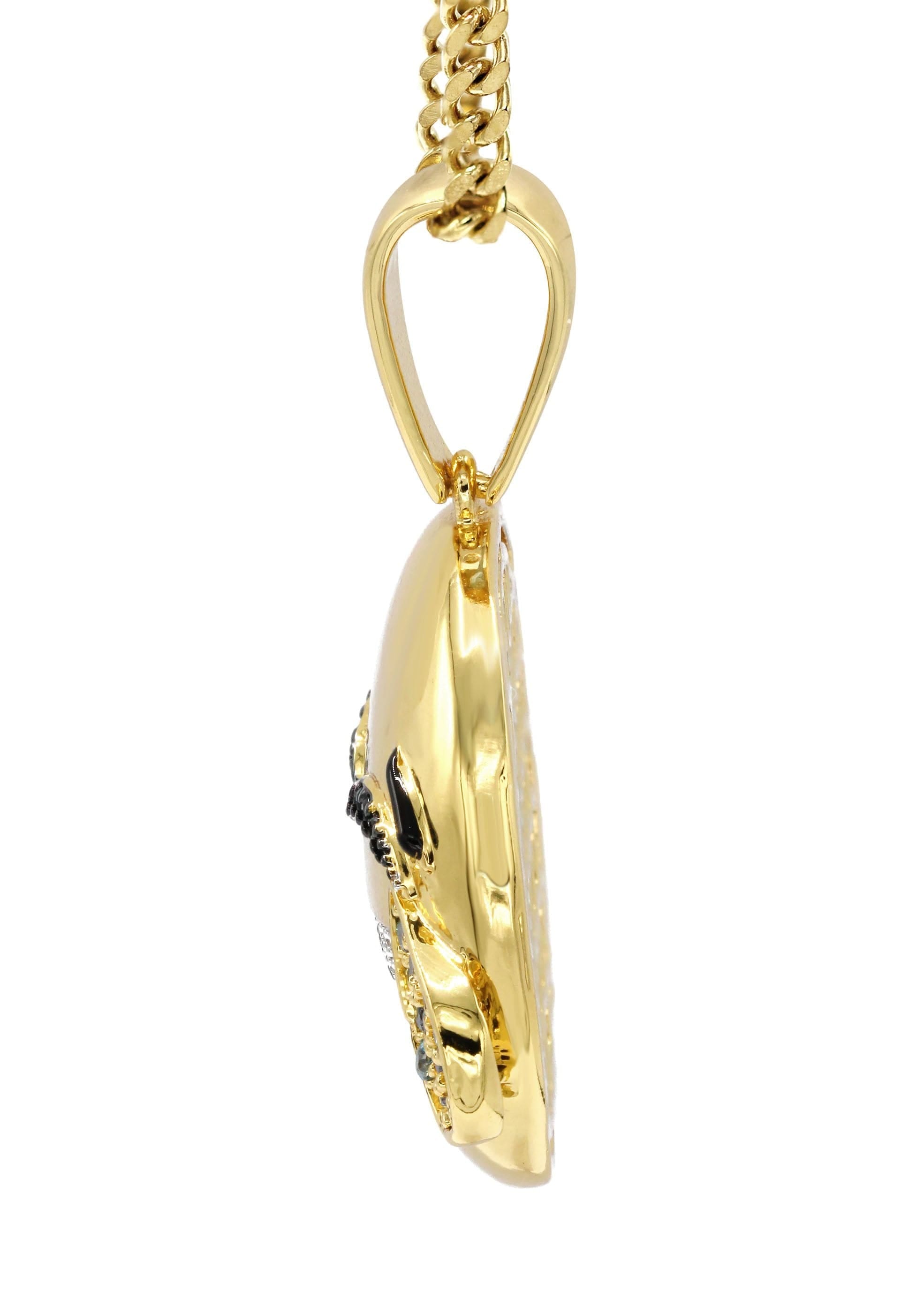Manufacturer 30 Mens Gold Plated Cuban Link Chain & Emoji Pendant | Appx. 16.3 Grams