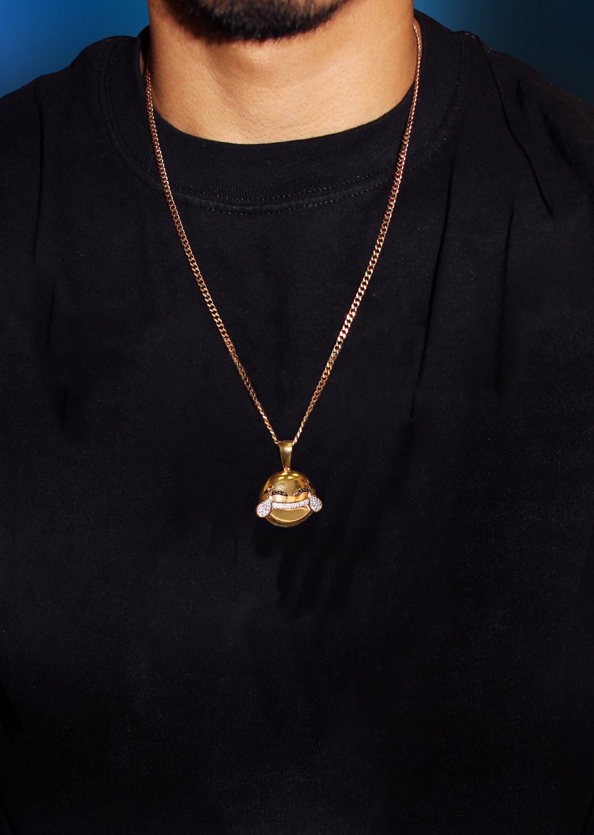 Manufacturer 30 Mens Gold Plated Cuban Link Chain & Emoji Pendant | Appx. 16.3 Grams