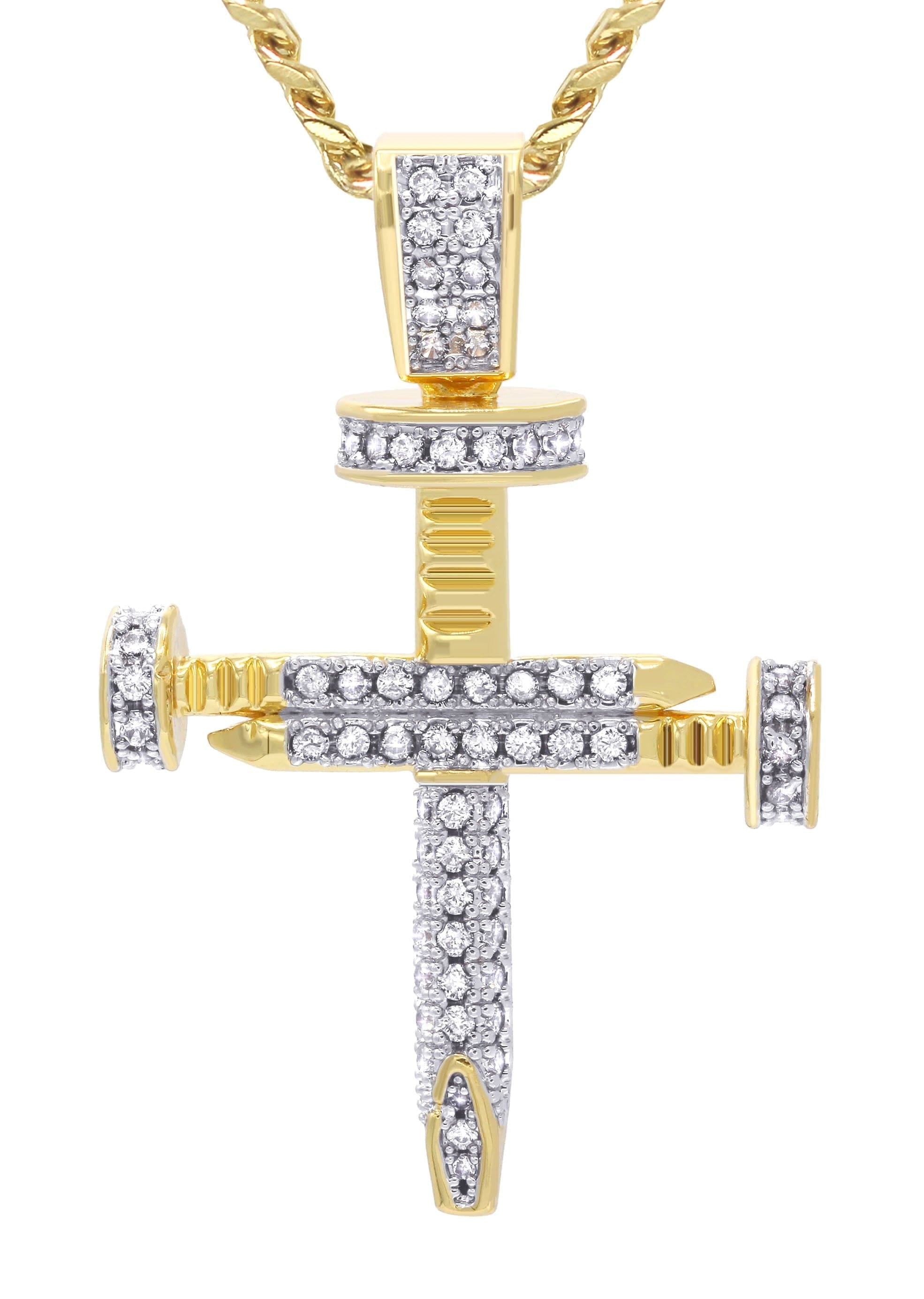 Manufacturer 30 Mens Gold Plated Cuban Link Chain & Cross Pendant | Appx. 15 Grams
