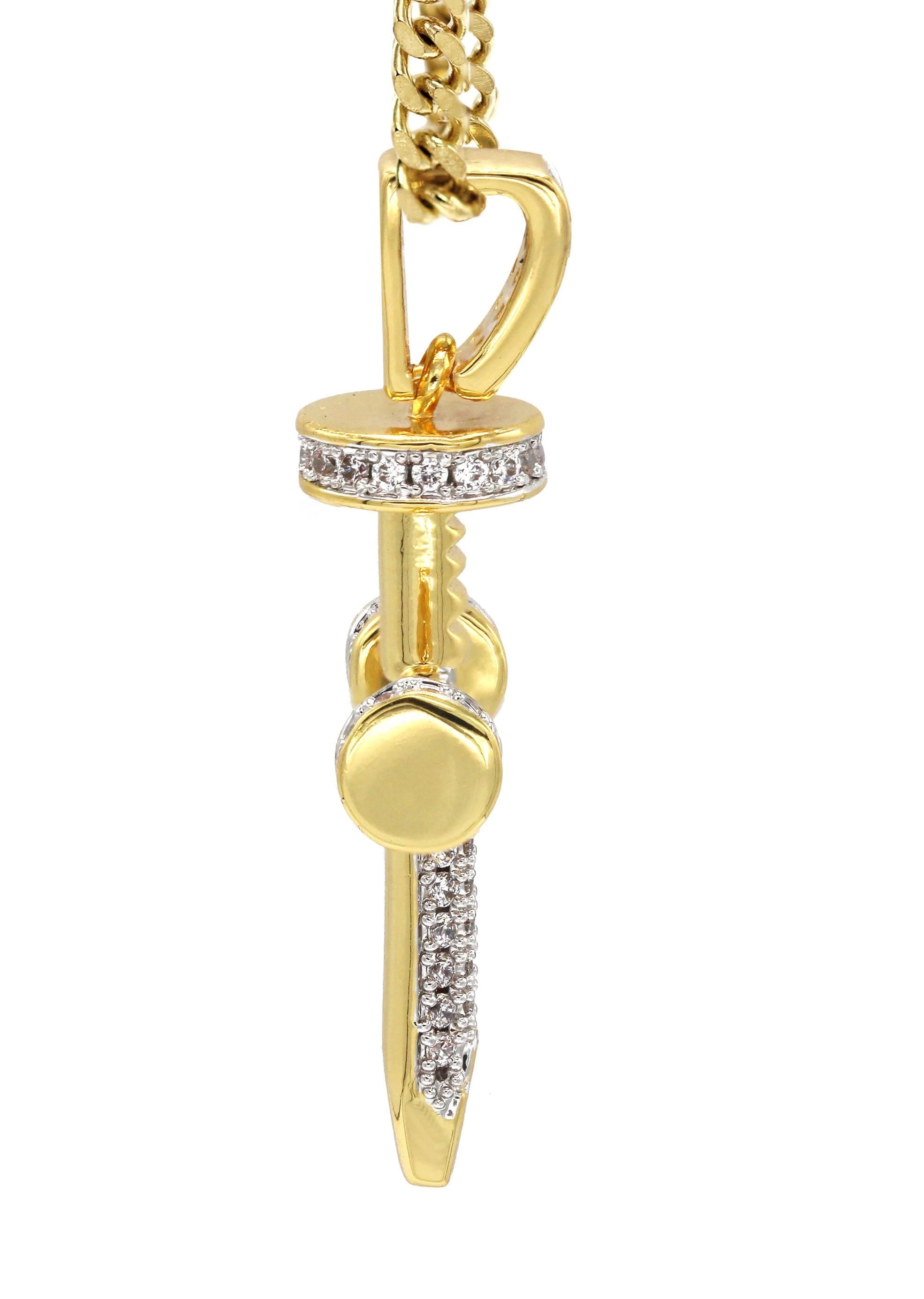 Manufacturer 30 Mens Gold Plated Cuban Link Chain & Cross Pendant | Appx. 15 Grams