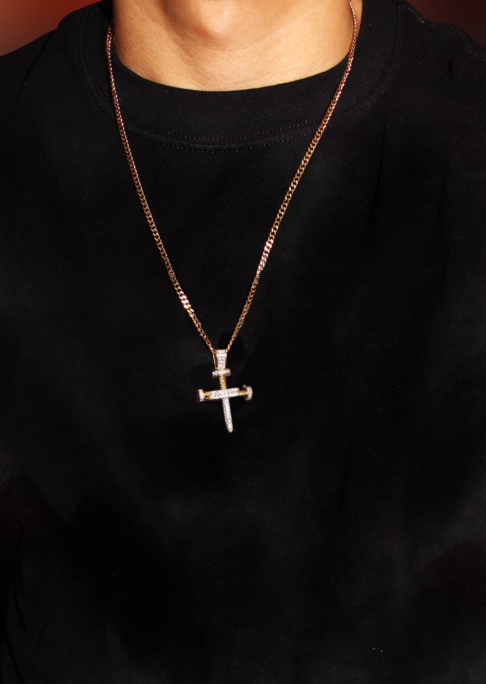 Manufacturer 30 Mens Gold Plated Cuban Link Chain & Cross Pendant | Appx. 15 Grams