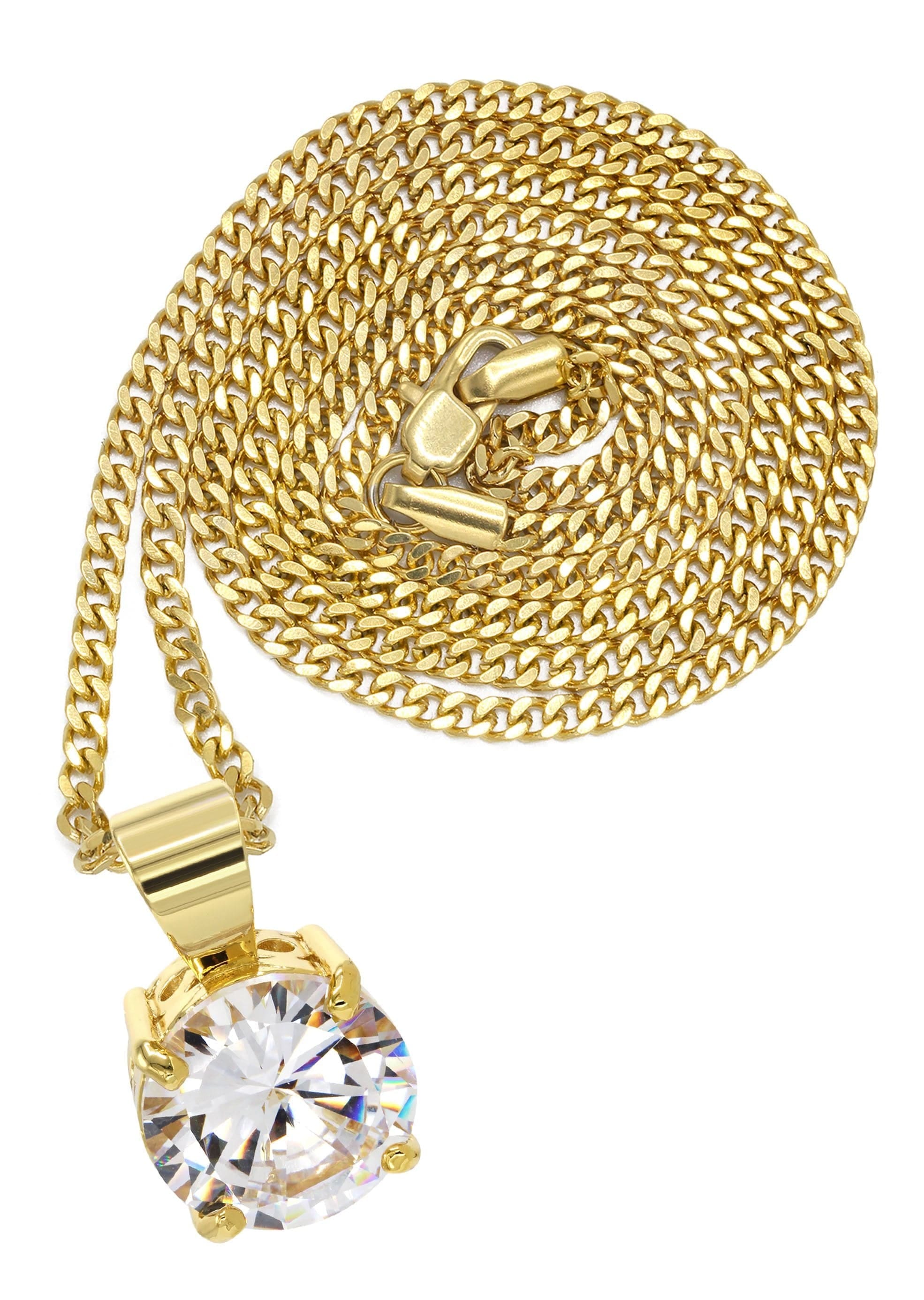 Manufacturer 30 Mens Gold Plated Cuban Link Chain & Cubic Zirconia Pendant | Appx. 16.3 Grams