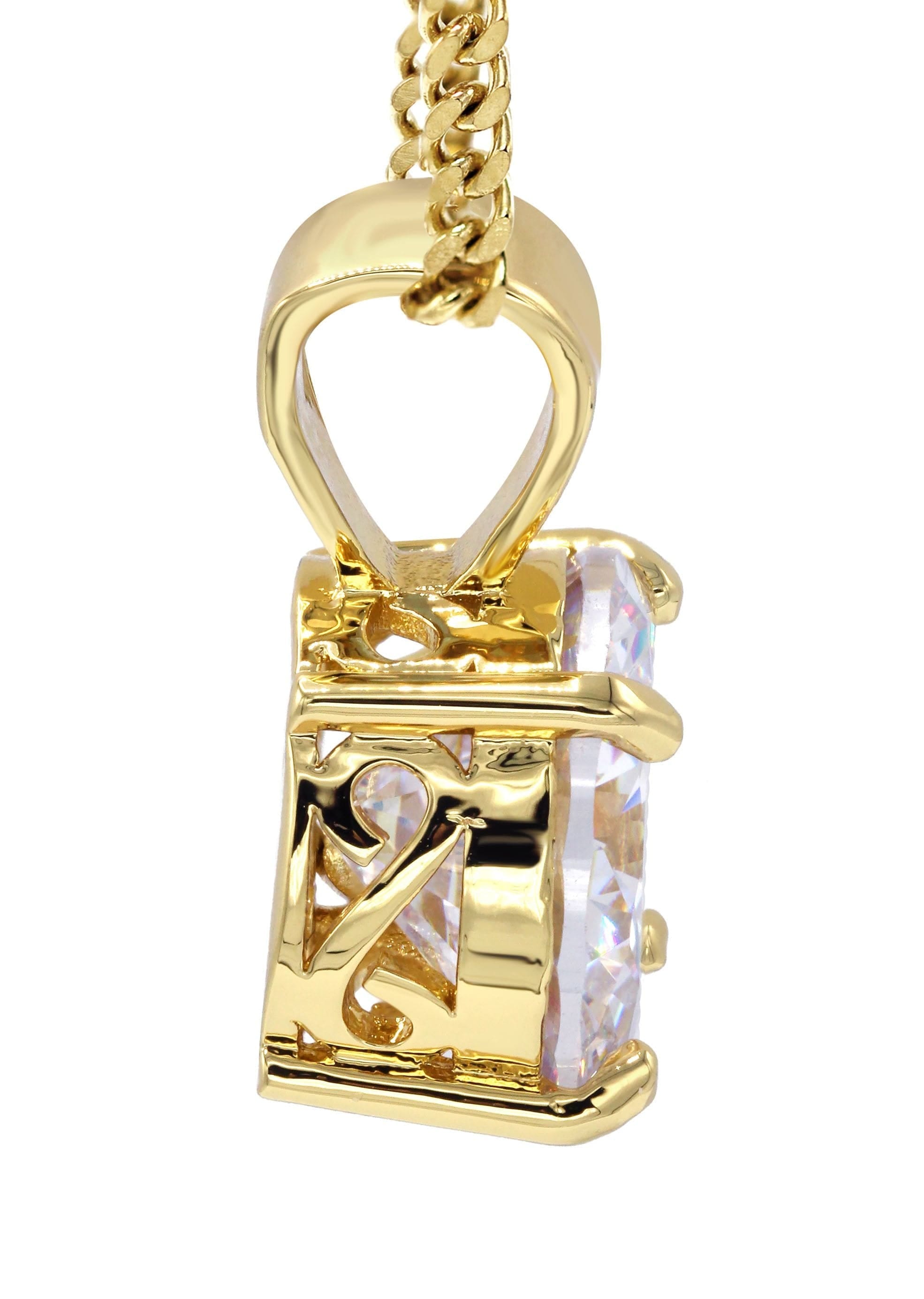 Manufacturer 30 Mens Gold Plated Cuban Link Chain & Cubic Zirconia Pendant | Appx. 16.3 Grams