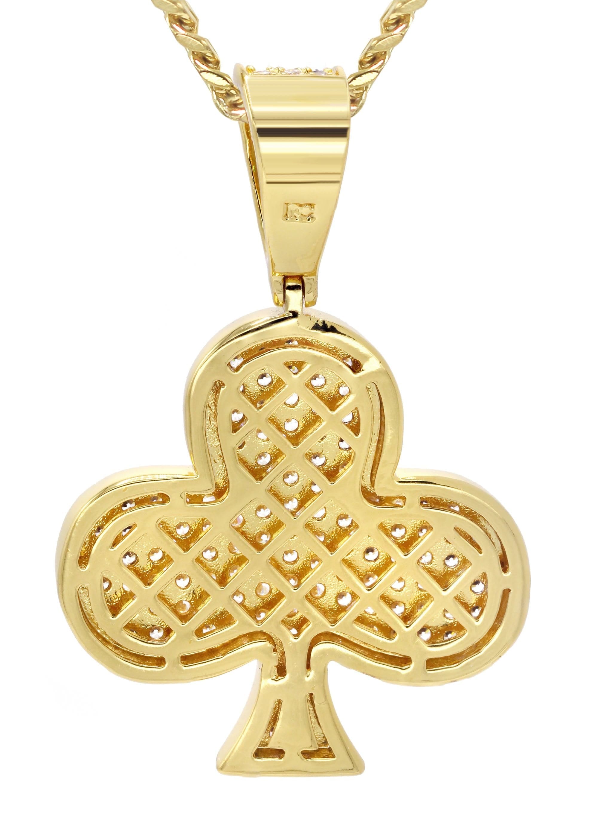 Manufacturer 30 Mens Gold Plated Cuban Link Chain & Clover Pendant | Appx. 18.8 Grams
