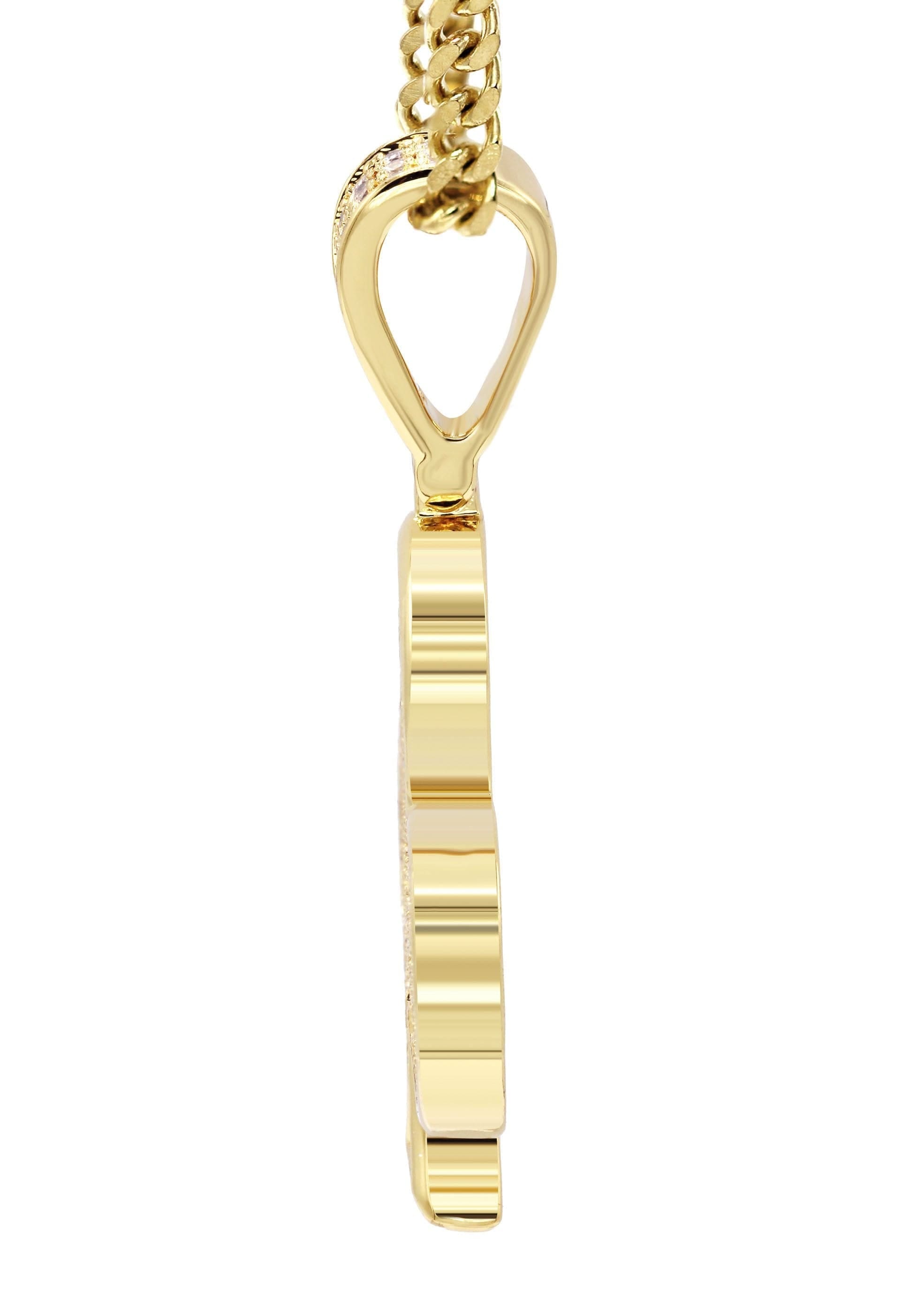 Manufacturer 30 Mens Gold Plated Cuban Link Chain & Clover Pendant | Appx. 18.8 Grams