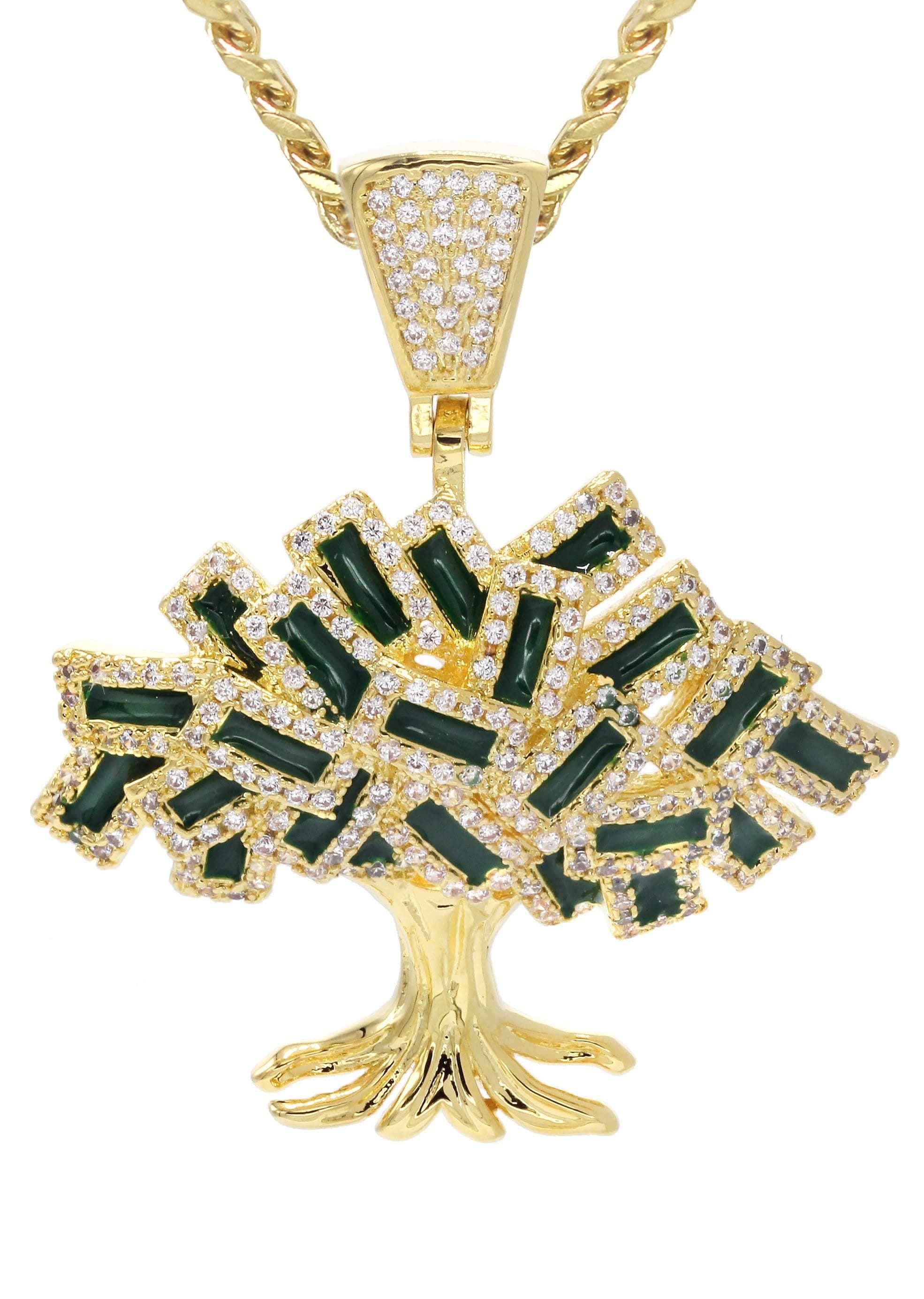 Manufacturer 30 Mens Gold Plated Cuban Link Chain & Tree Pendant | Appx. 17 Grams