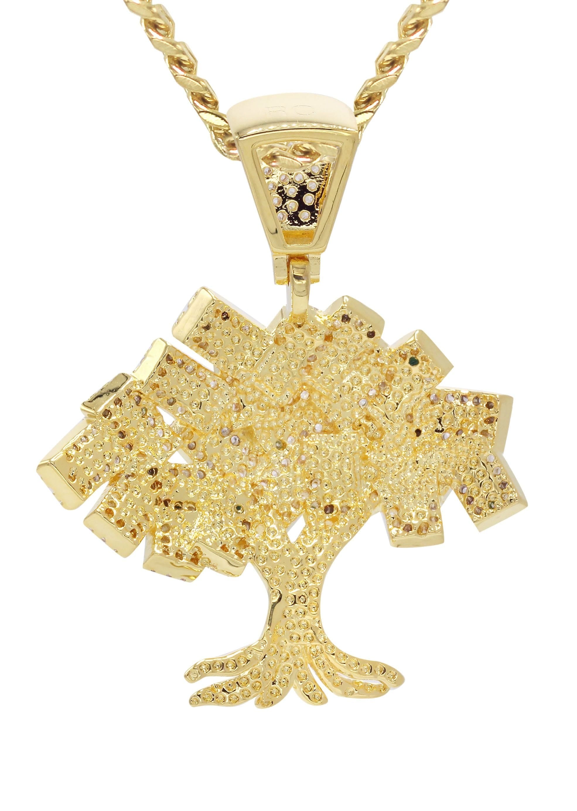 Manufacturer 30 Mens Gold Plated Cuban Link Chain & Tree Pendant | Appx. 17 Grams