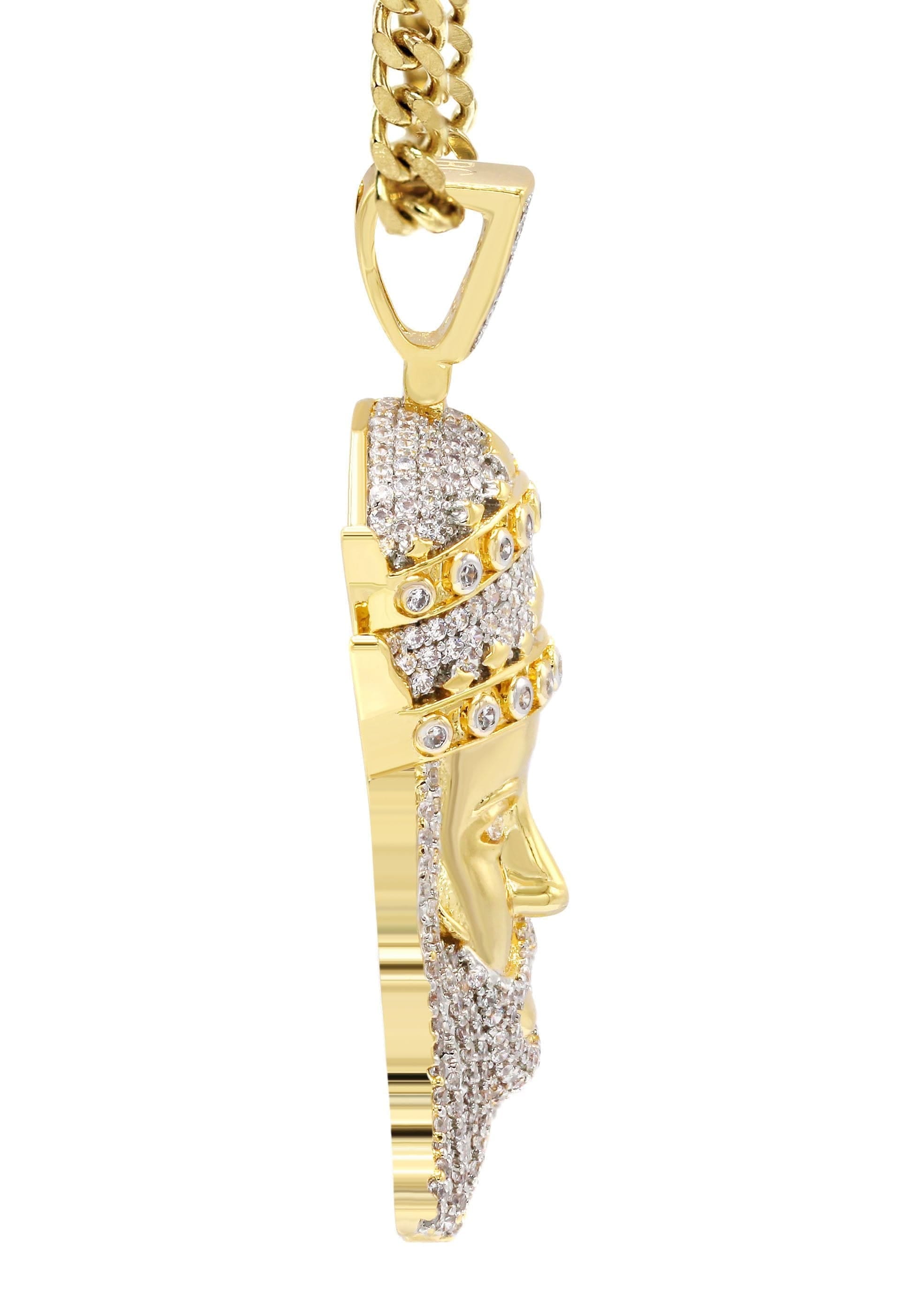 Manufacturer 30 Mens Gold Plated Cuban Link Chain & King Pendant | Appx. 19.5 Grams