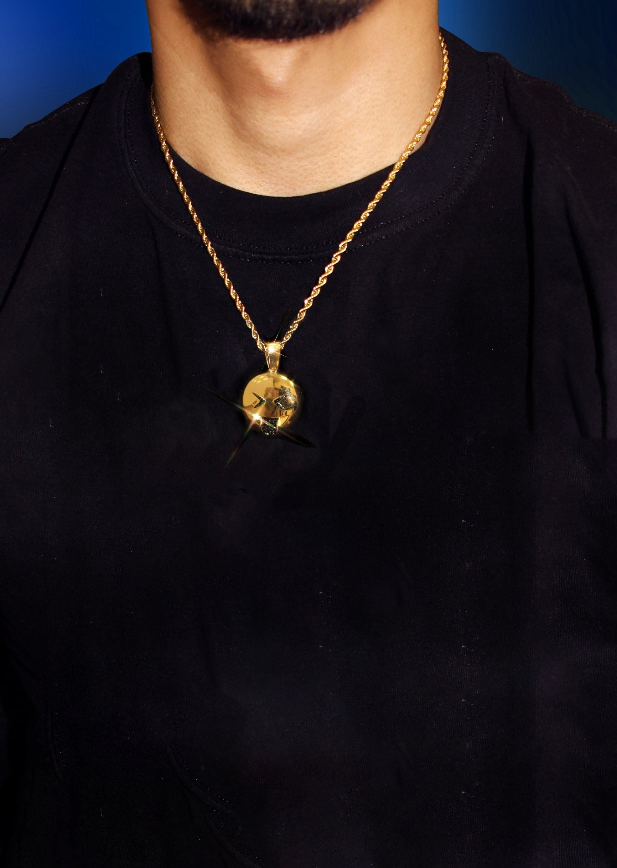 Manufacturer 30 Mens Gold Plated Cuban Link Chain & Emoji Pendant | Appx. 16 Grams