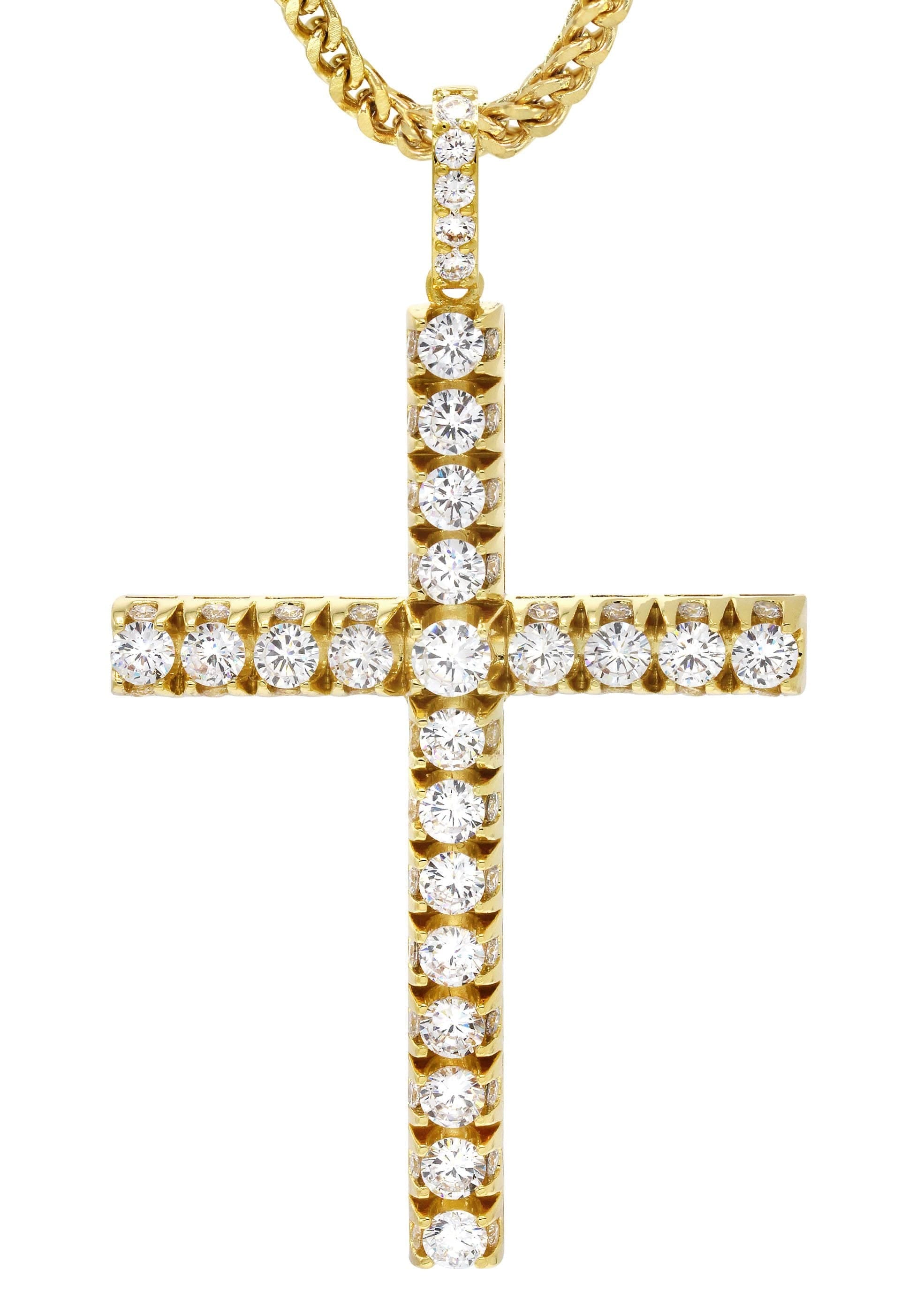 Manufacturer 30 Mens Gold Plated Franco Chain & Cross Pendant | Appx. 30.5 Grams