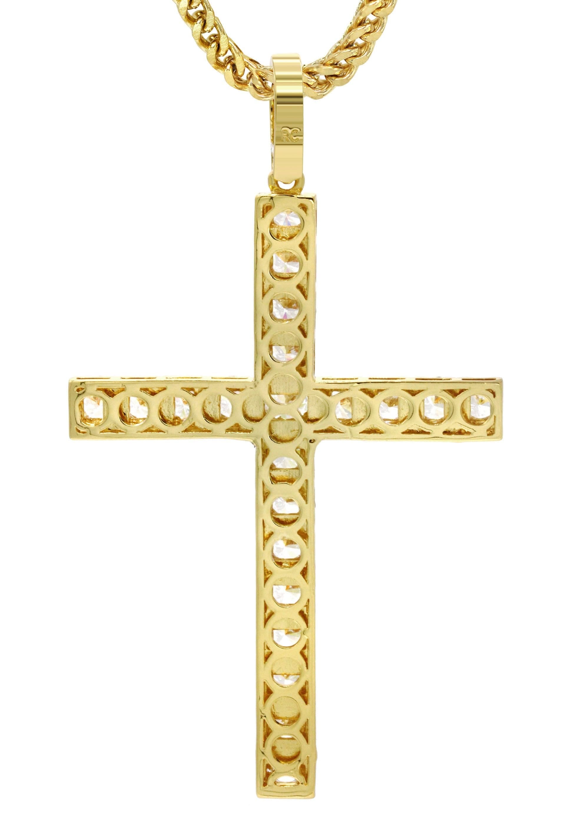 Manufacturer 30 Mens Gold Plated Franco Chain & Cross Pendant | Appx. 30.5 Grams