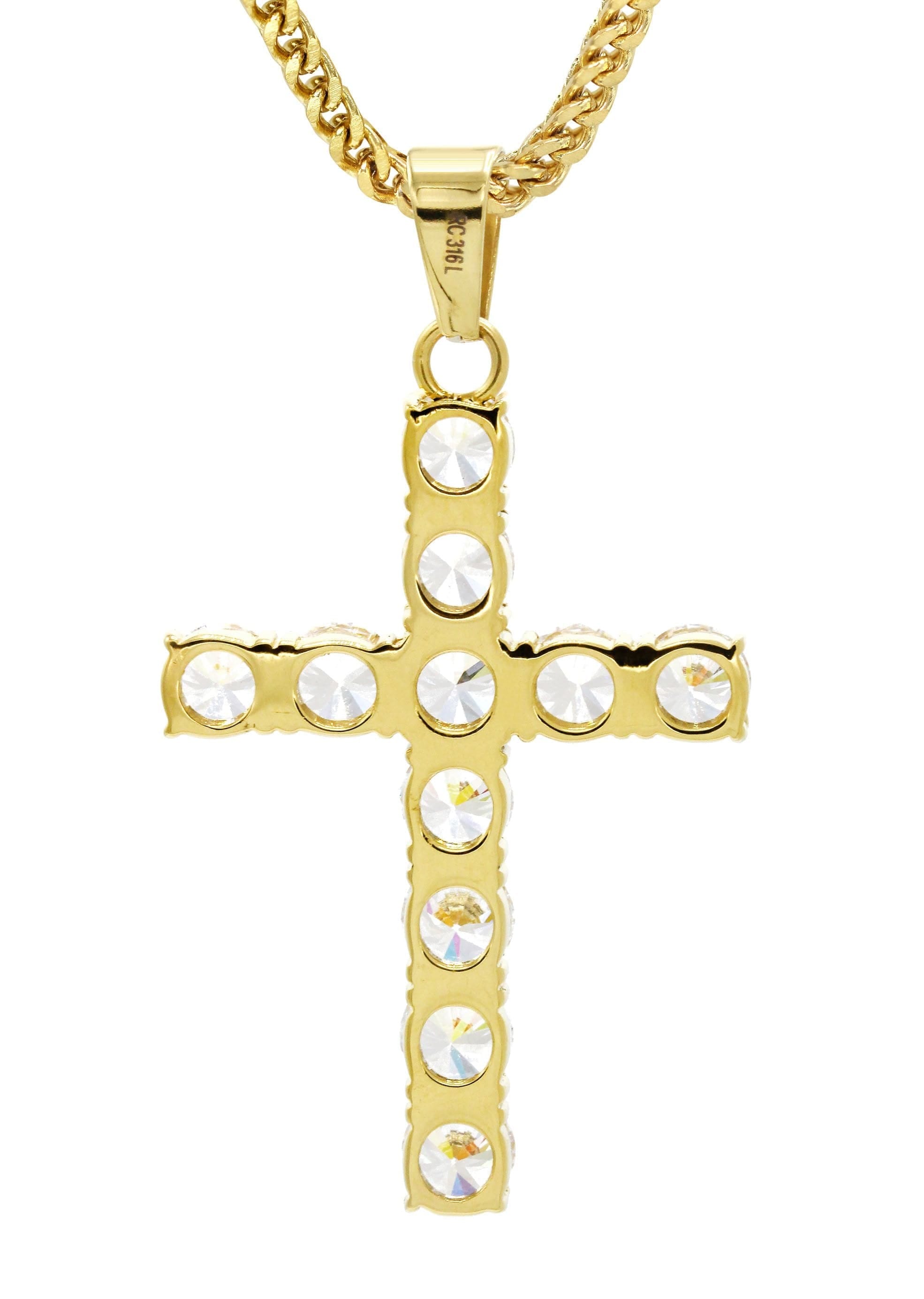Manufacturer 30 Mens Gold Plated Franco Chain & Cross Pendant | Appx. 16 Grams