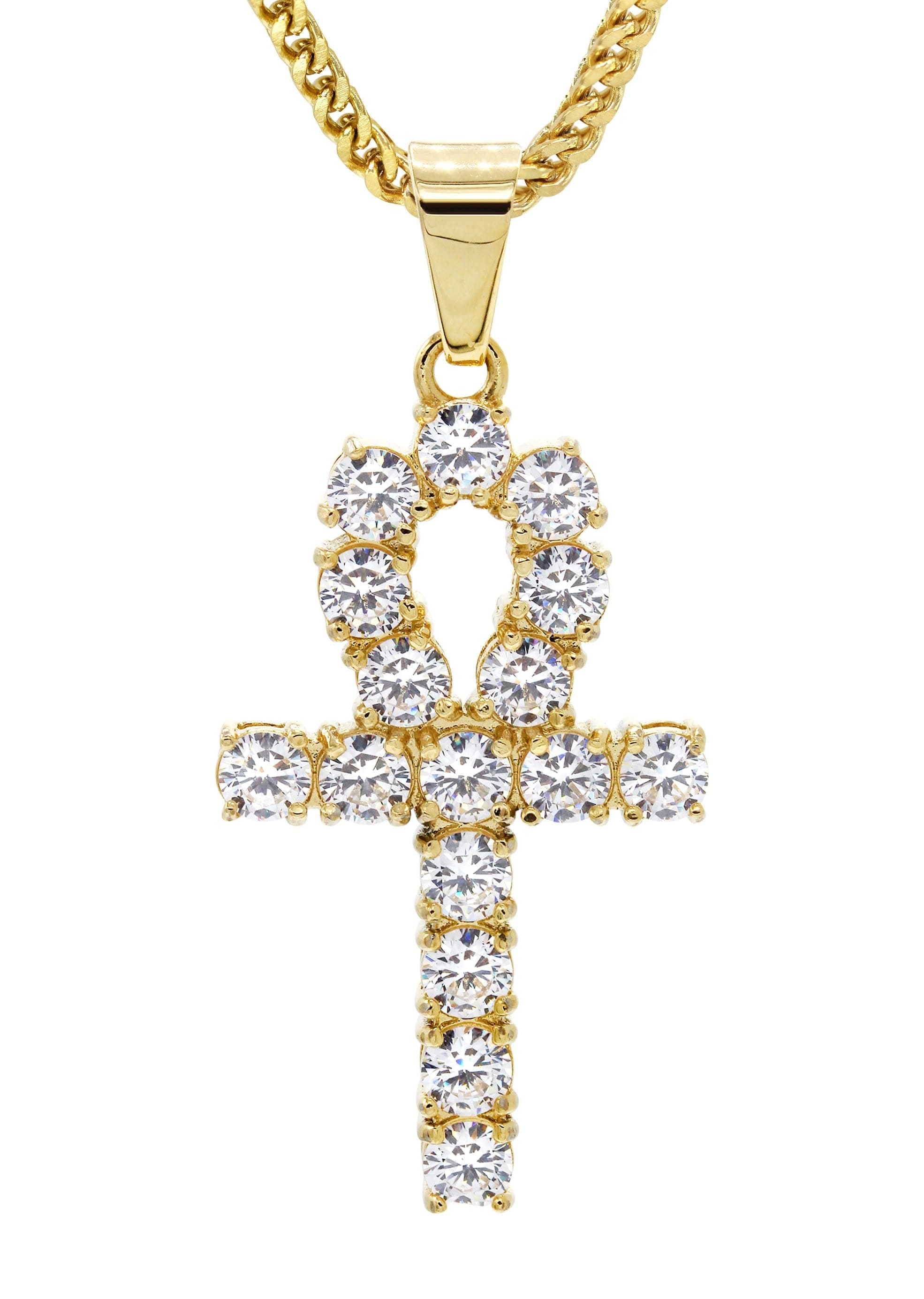 Manufacturer 30 Mens Gold Plated Franco Chain & Ankh Pendant | Appx. 14.2 Grams