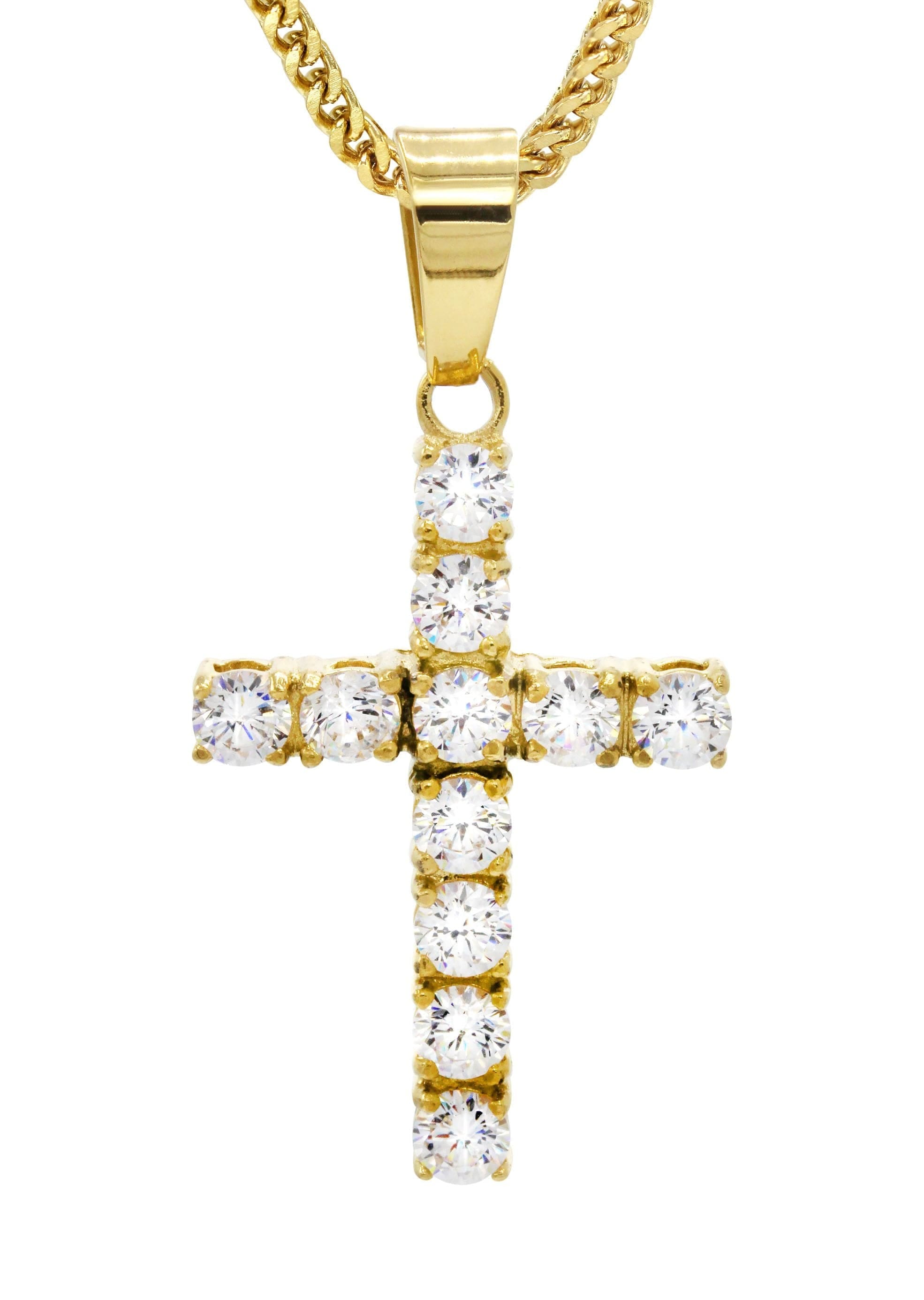 Manufacturer 30 Mens Gold Plated Franco Chain & Cross Pendant | Appx. 12.4 Grams