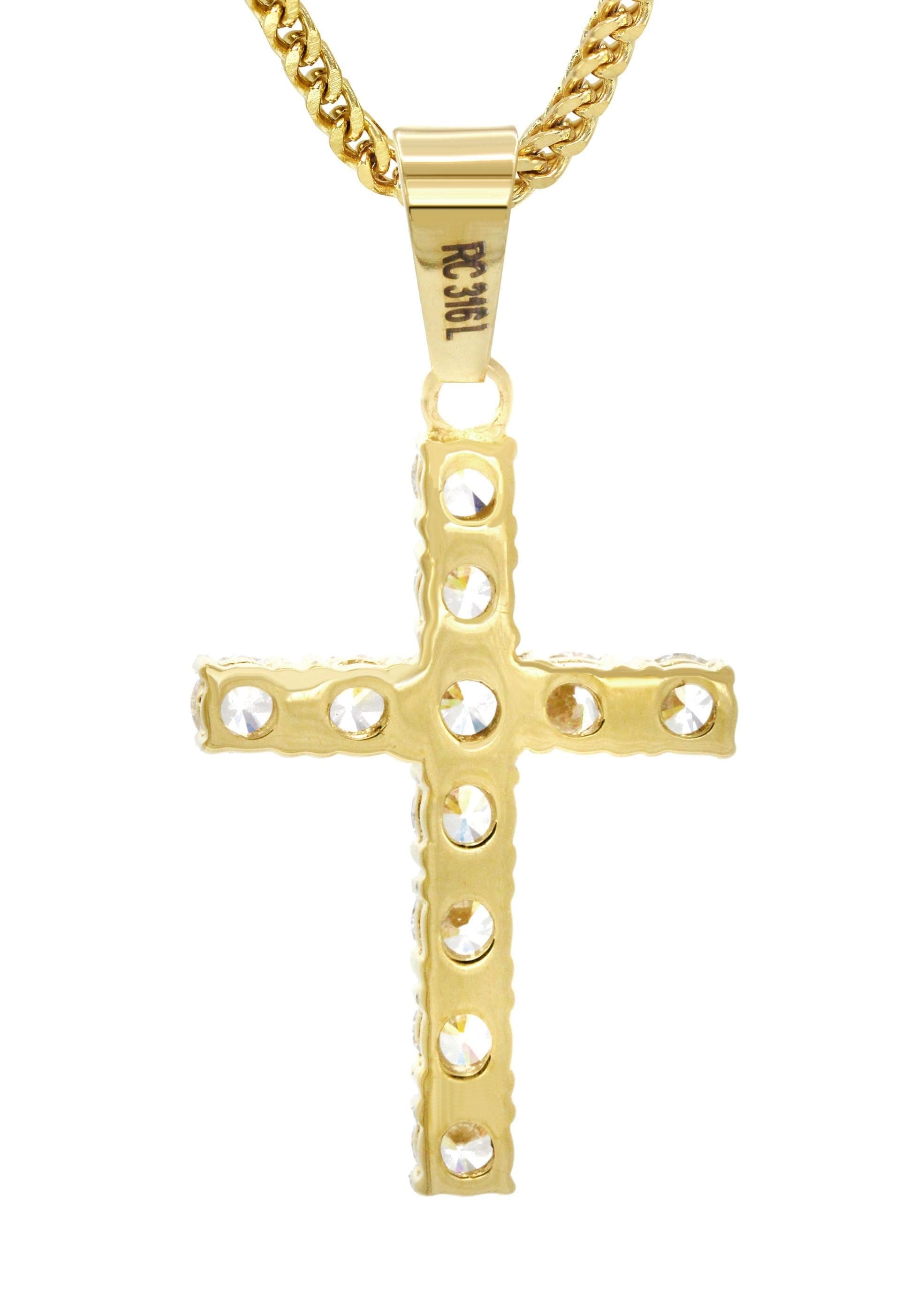 Manufacturer 30 Mens Gold Plated Franco Chain & Cross Pendant | Appx. 12.4 Grams