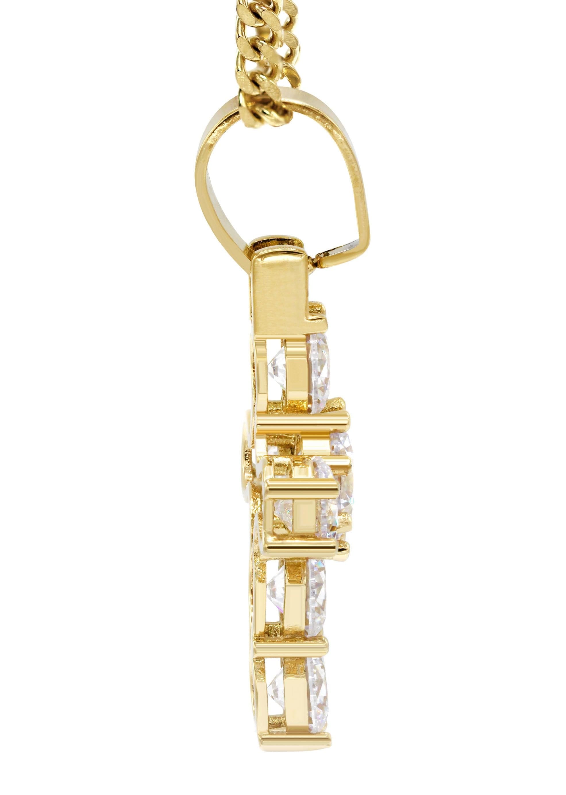 Manufacturer 30 Mens Gold Plated Cuban Link Chain & Cross Pendant | Appx. 19.5 Grams
