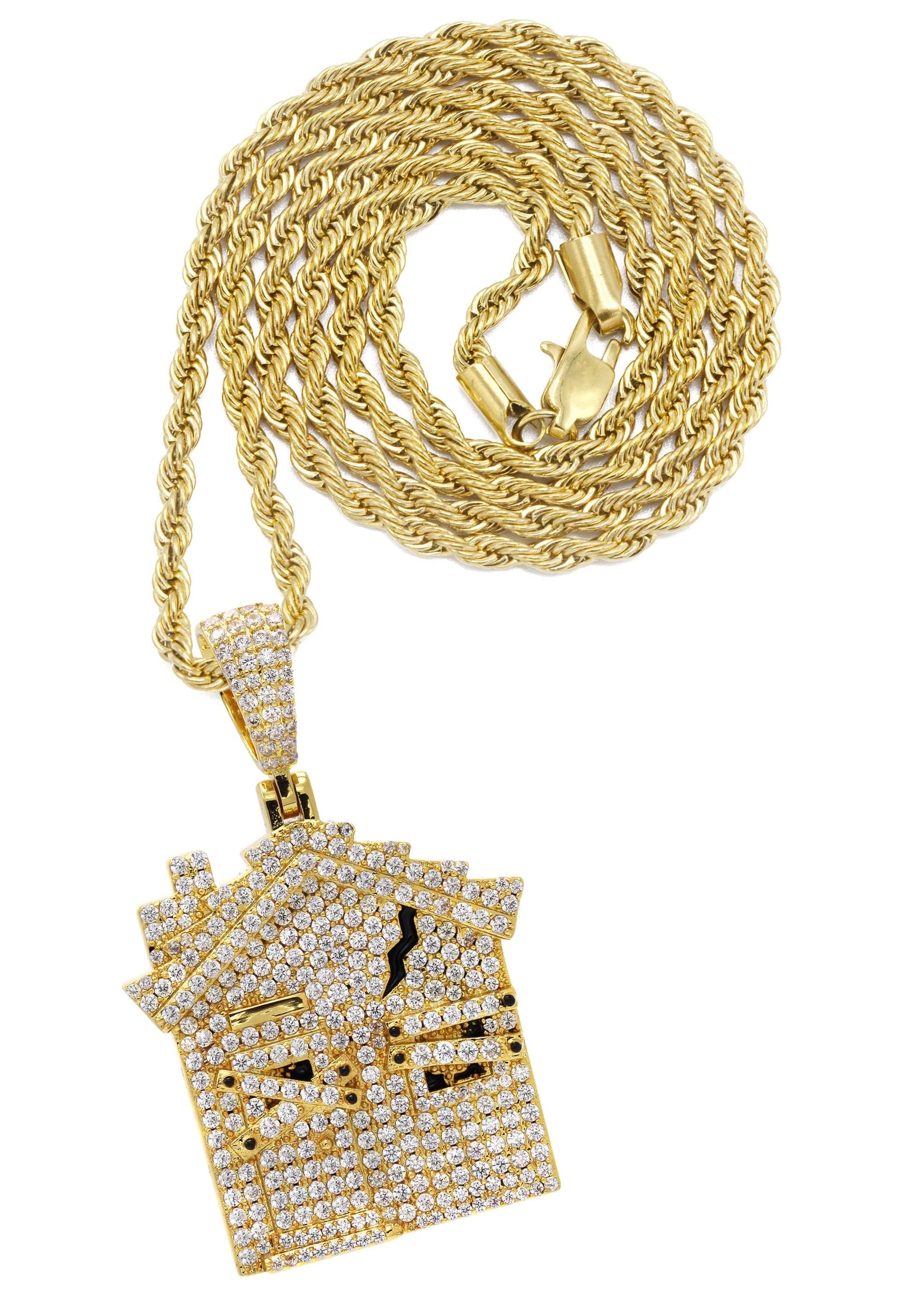 Manufacturer 30 Gold Plated Rope Chain & House Pendant | Appx. 18.7 Grams