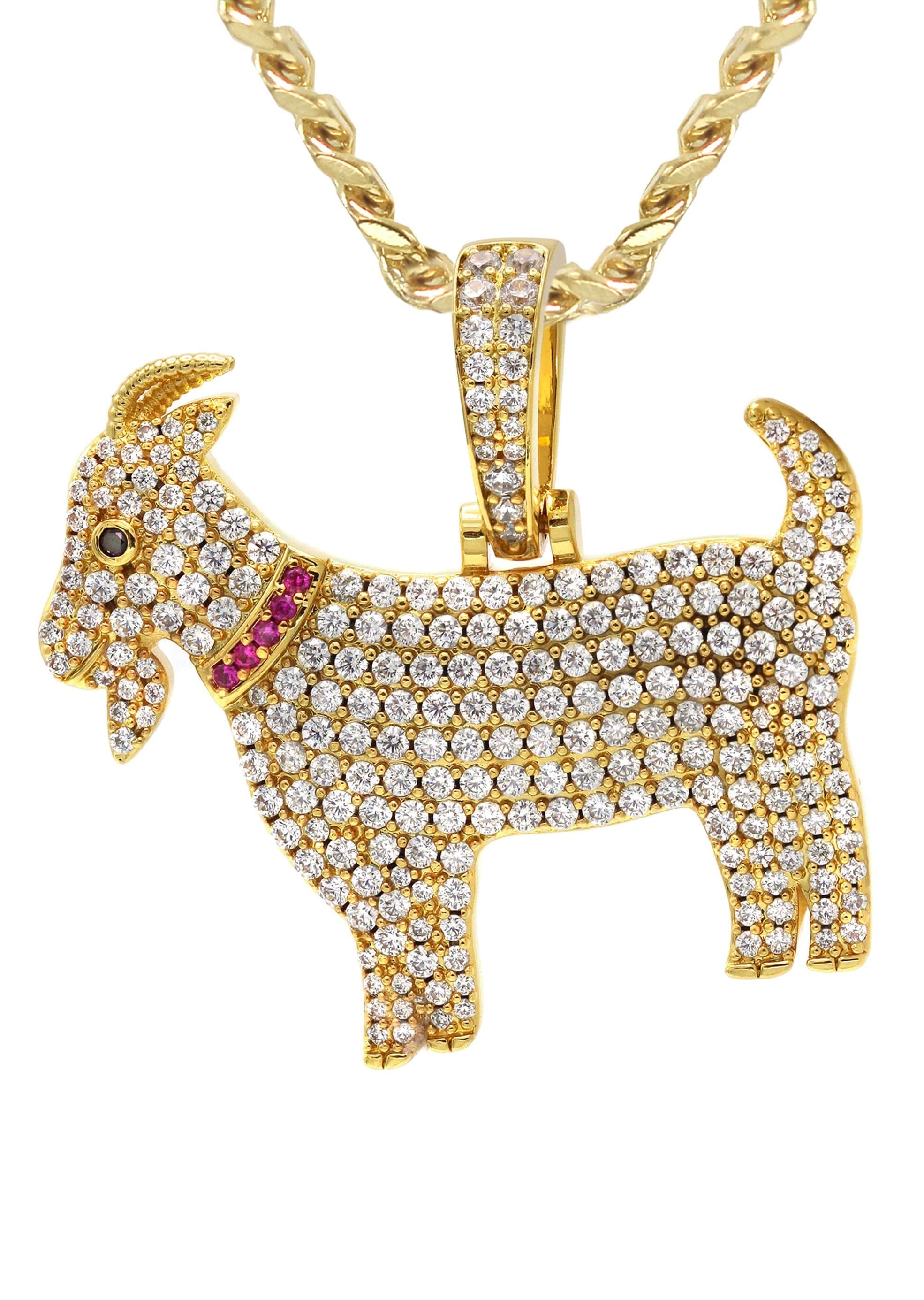 Manufacturer 30 Gold Plated Cuban Link Chain & Goat Pendant | Appx. 14.5 Grams