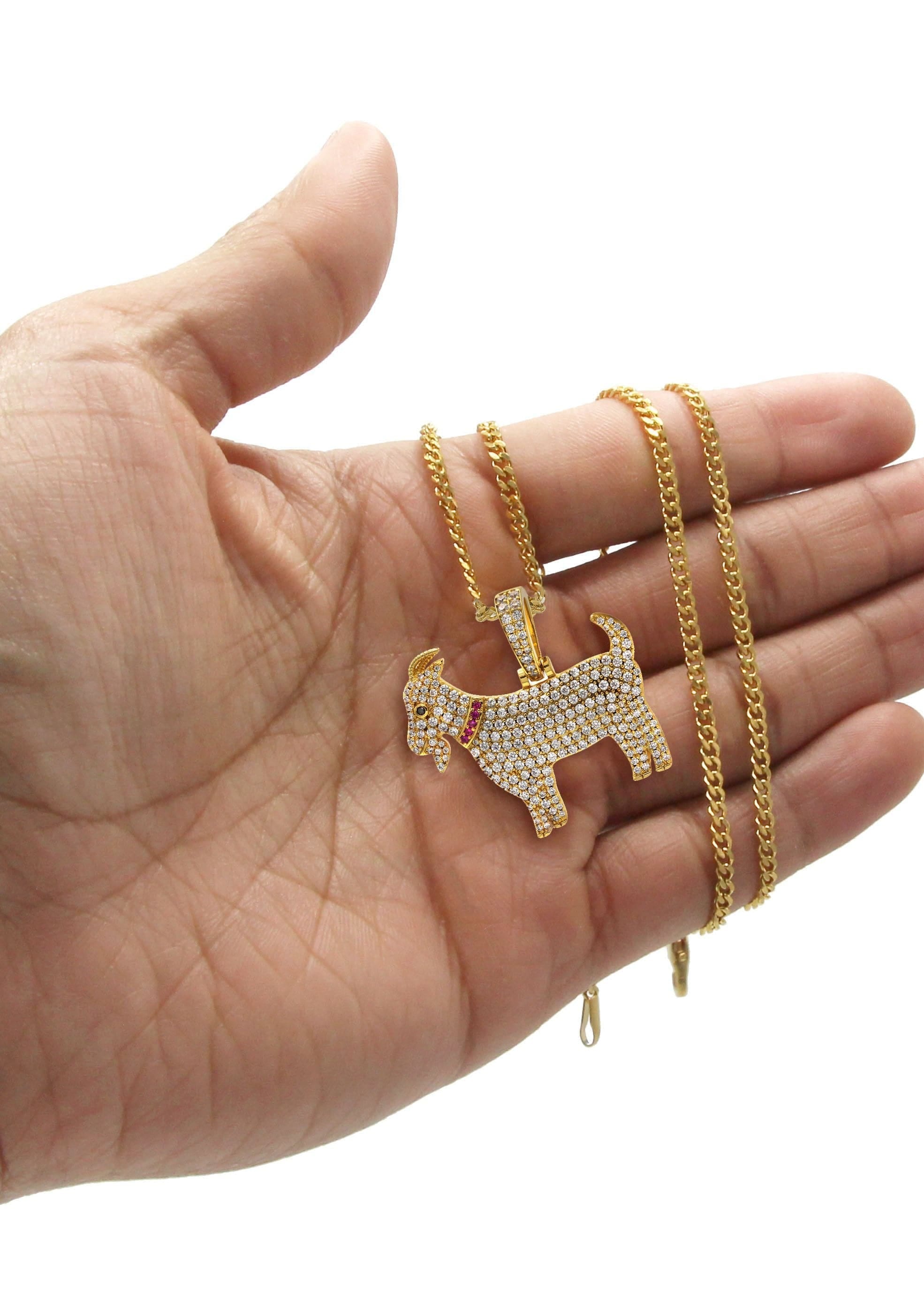 Manufacturer 30 Gold Plated Cuban Link Chain & Goat Pendant | Appx. 14.5 Grams
