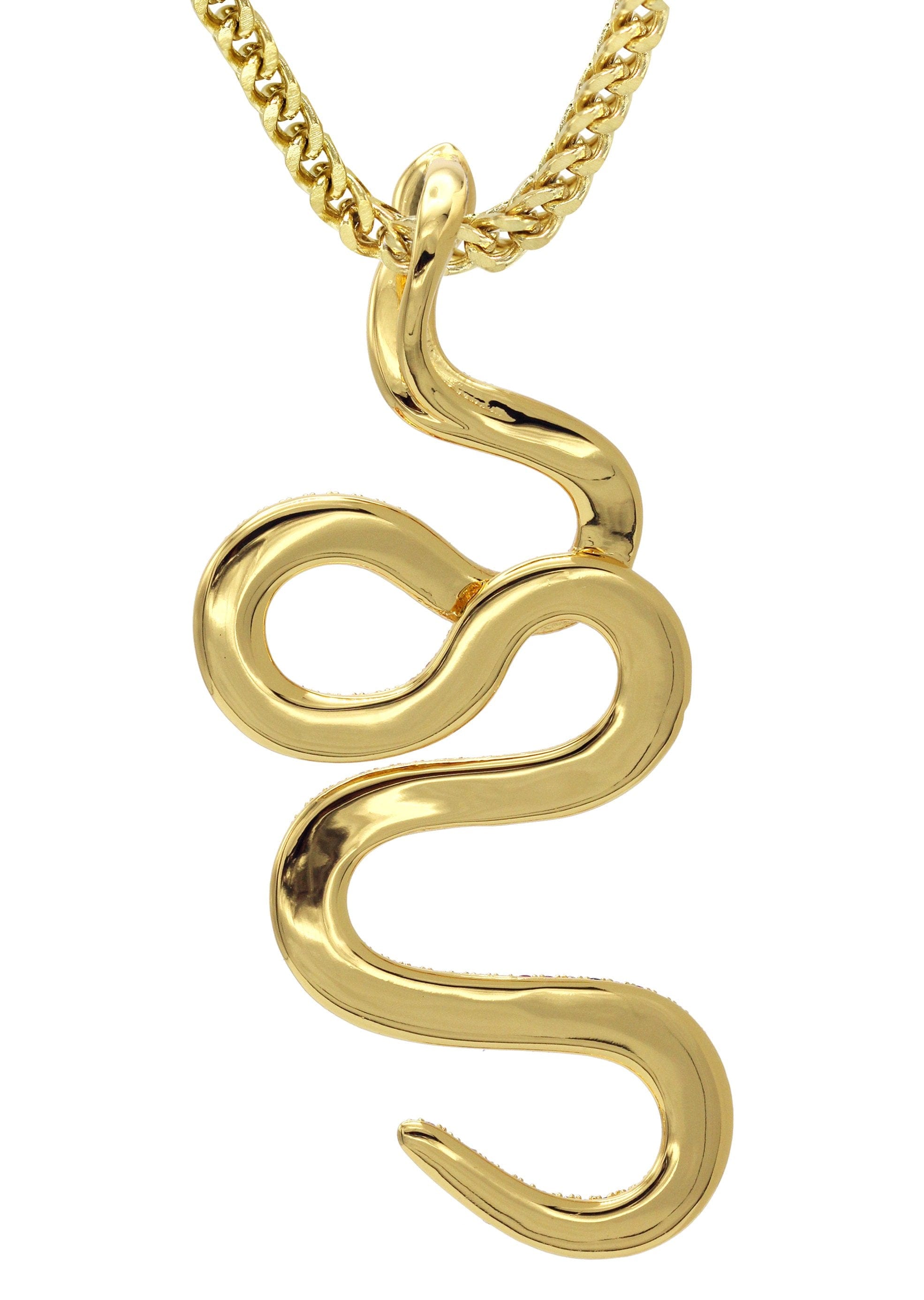Manufacturer 30 Gold Plated Franco Link Chain & Twisted Snake Pendant | Appx. 10 Grams