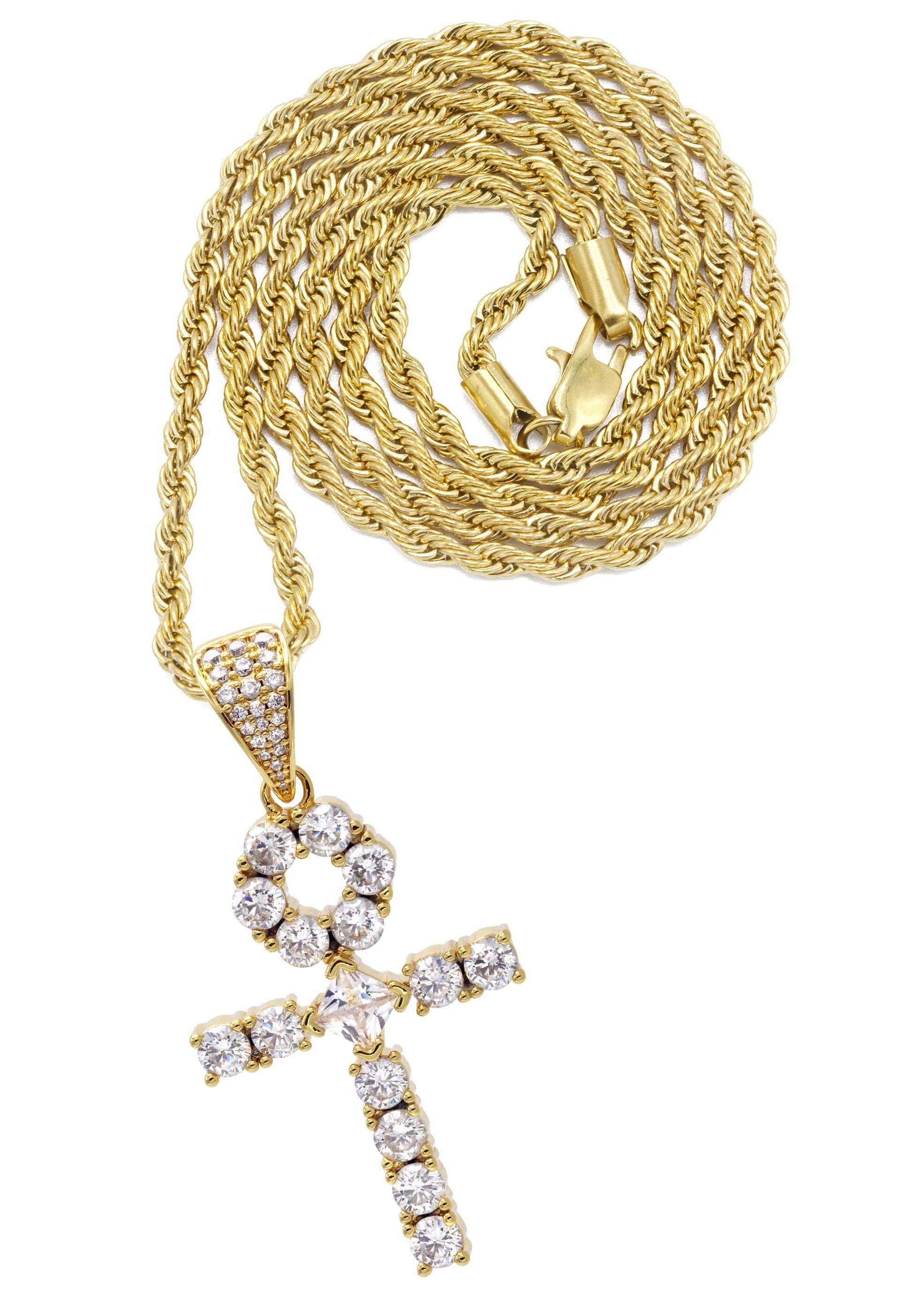 Manufacturer 30 Gold Plated Rope Chain & Ankh Pendant | Appx. 10 Grams
