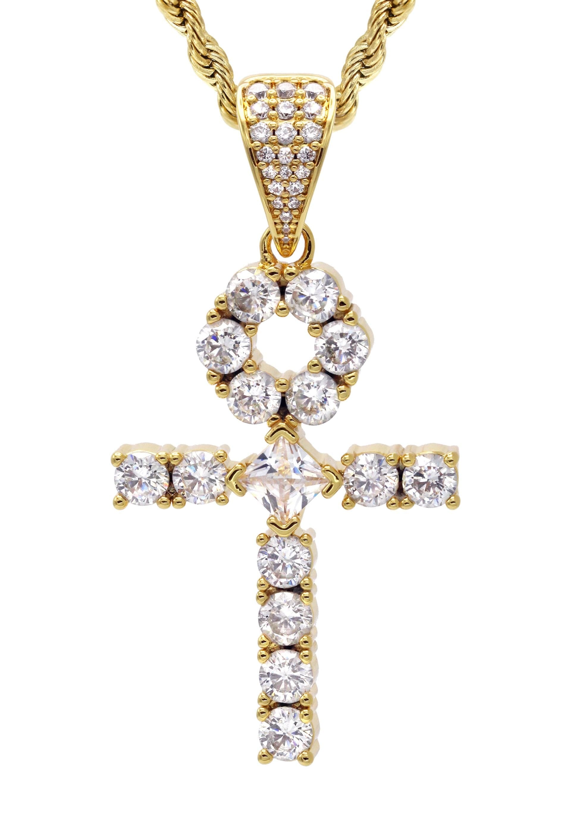 Manufacturer 30 Gold Plated Rope Chain & Ankh Pendant | Appx. 10 Grams