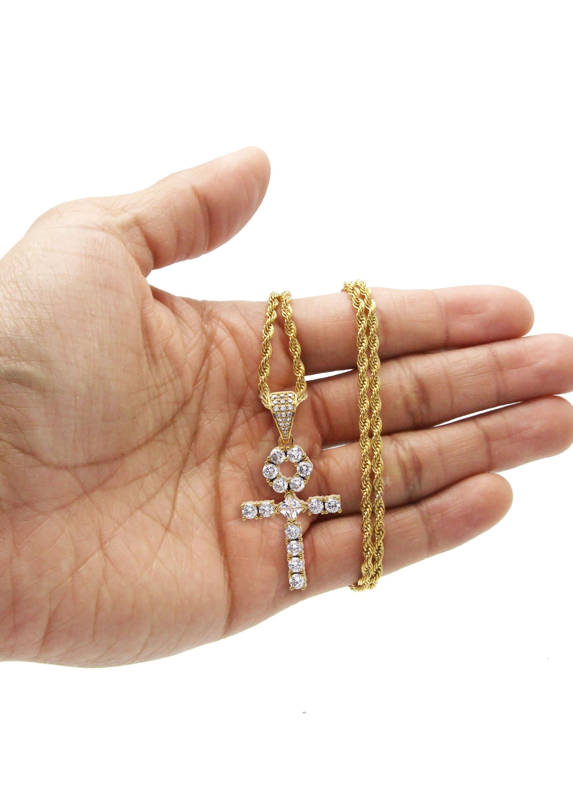 Manufacturer 30 Gold Plated Rope Chain & Ankh Pendant | Appx. 10 Grams