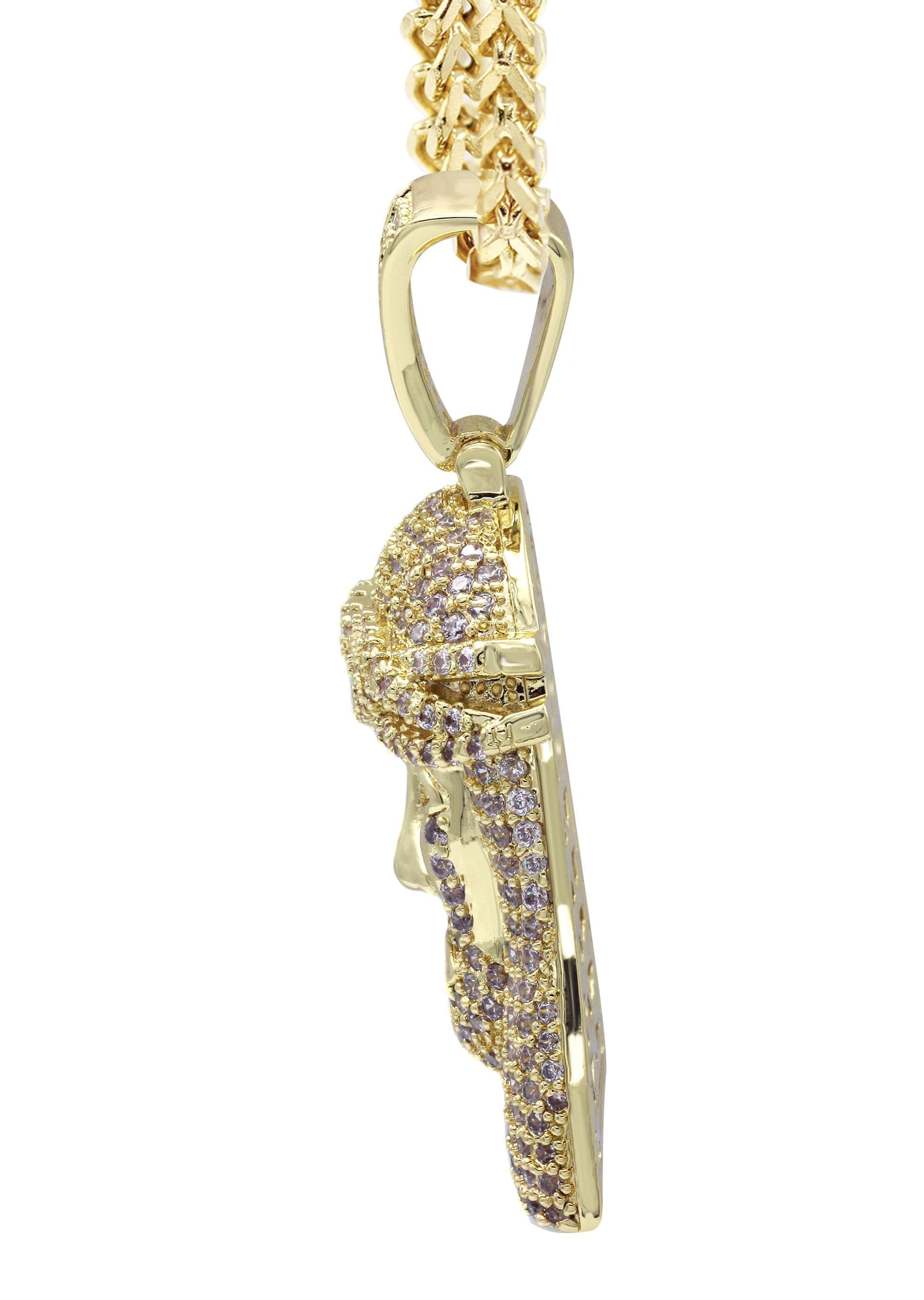 Manufacturer 30 Gold Plated Franco Link Chain & Jesus Head Pendant | Appx. 14.8 Grams