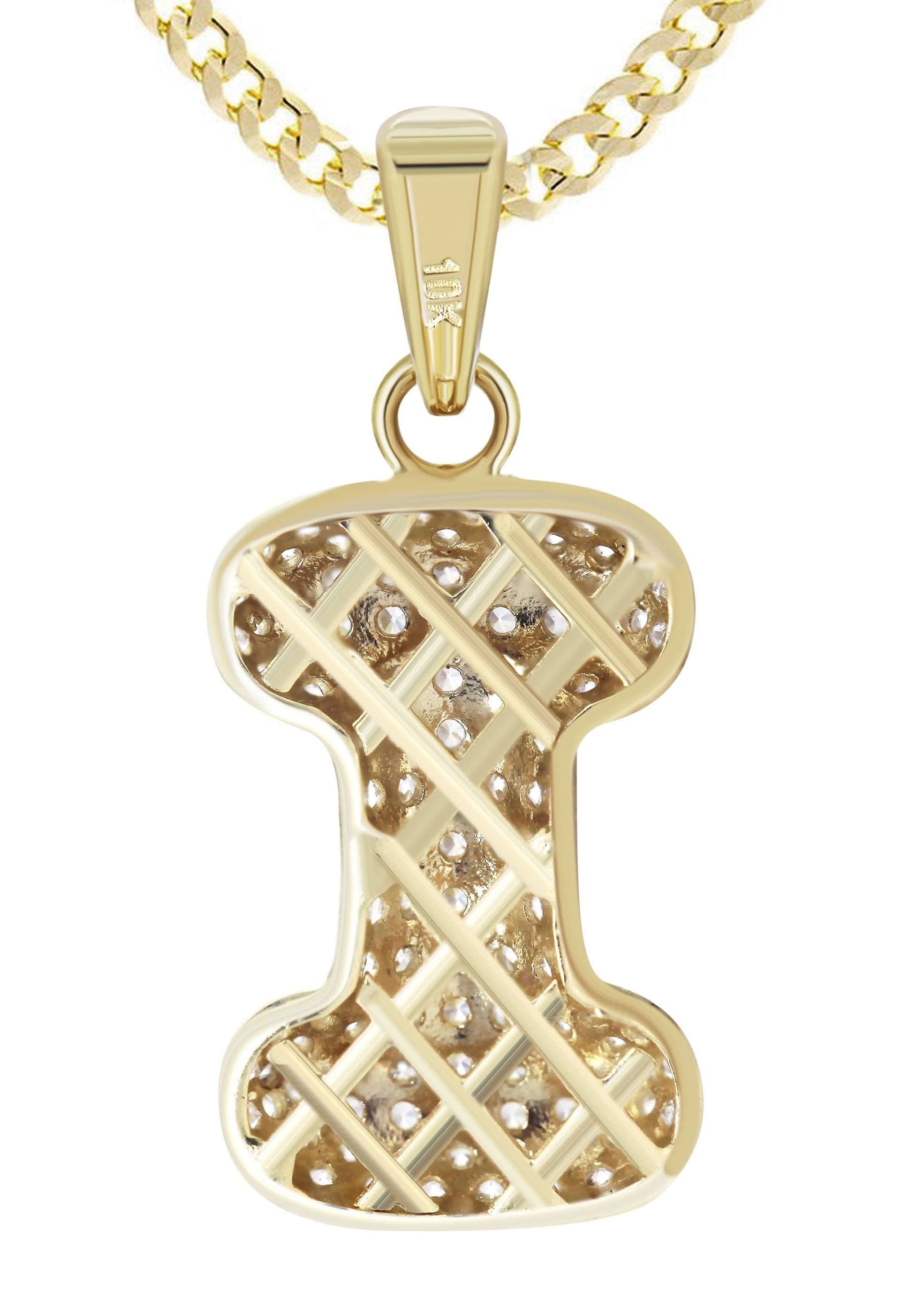 Manufacturer 0 10K Yellow Gold Bubble Letter I CZ Necklace | Appx. 4 Grams