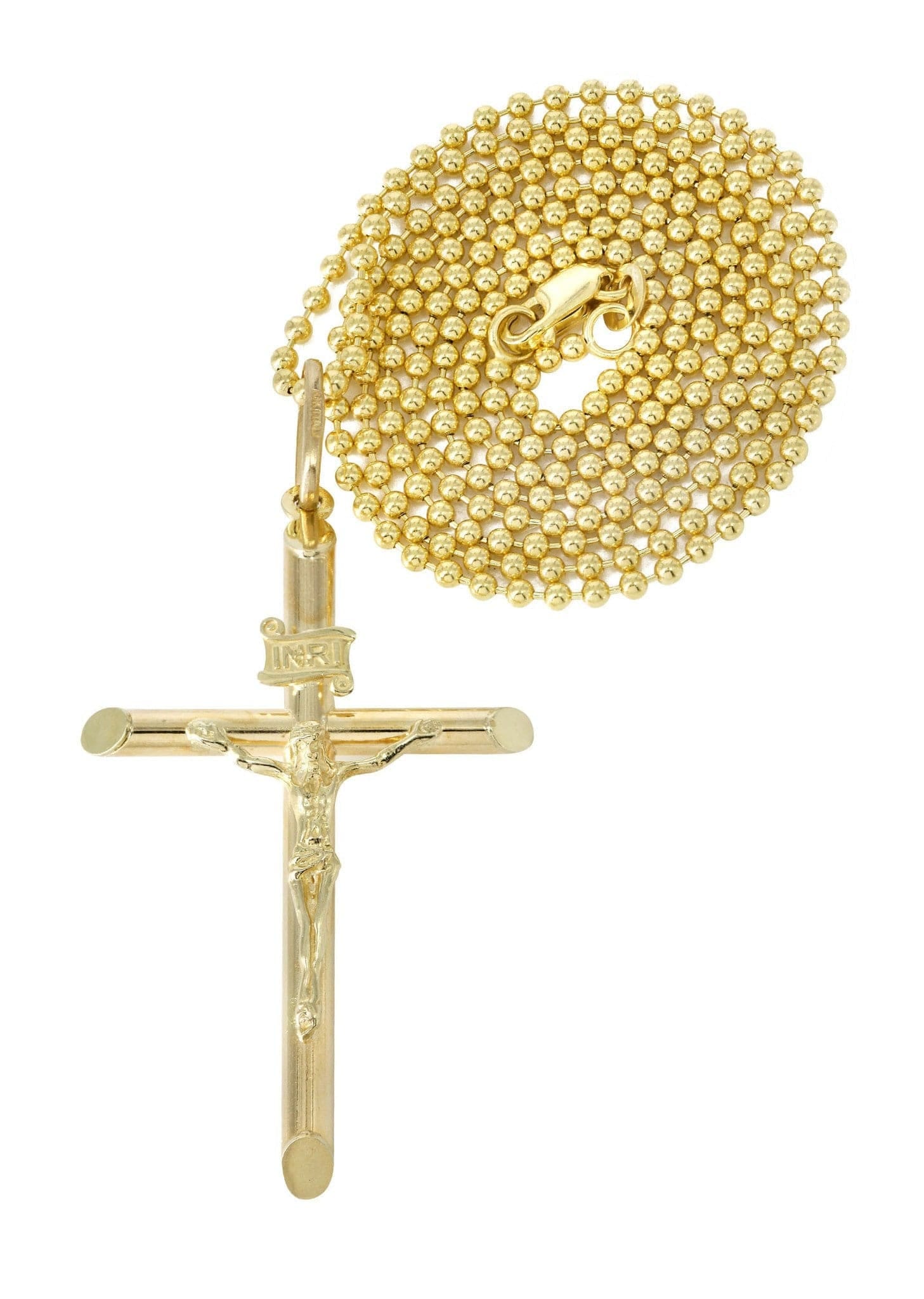 Manufacturer 1 10K Yellow Gold Dog Tag Cross / Crucifix Necklace | Appx. 9.1 Grams