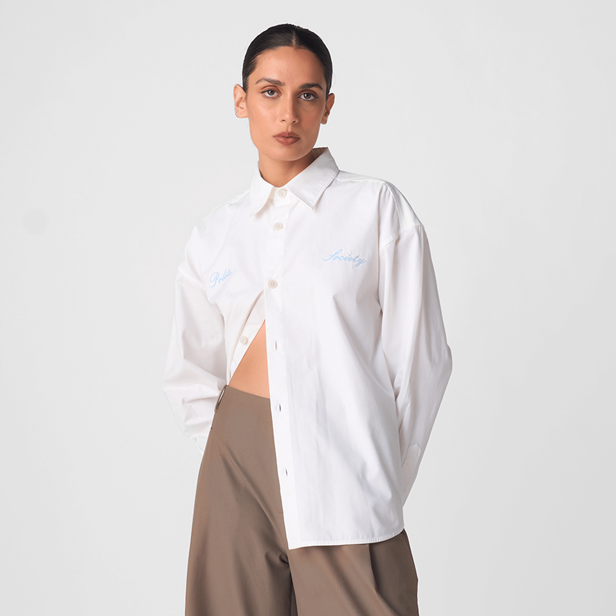 Polite Society COTTON TWILL BOXY SHIRT
