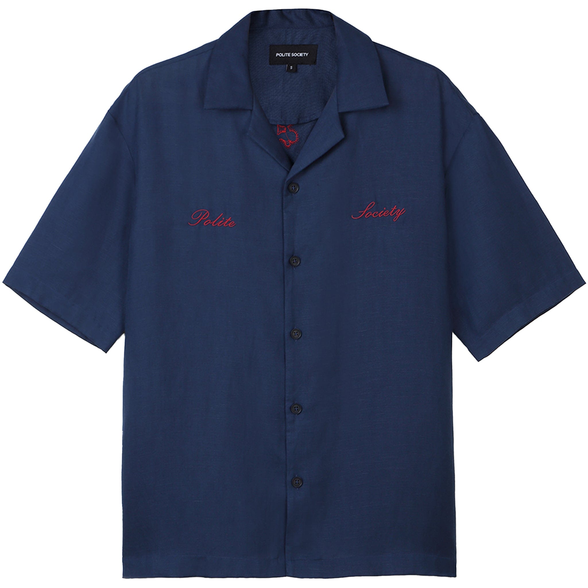 Polite Society HAND APPLIQUE BOWLING SHIRT (NAVY)