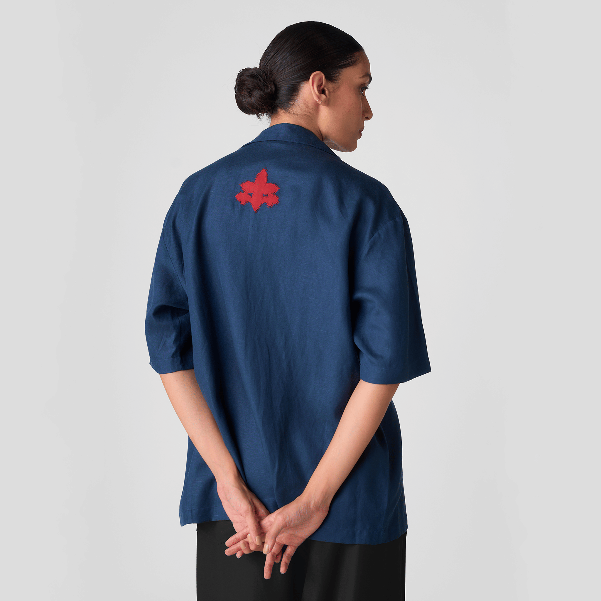 Polite Society HAND APPLIQUE BOWLING SHIRT (NAVY)