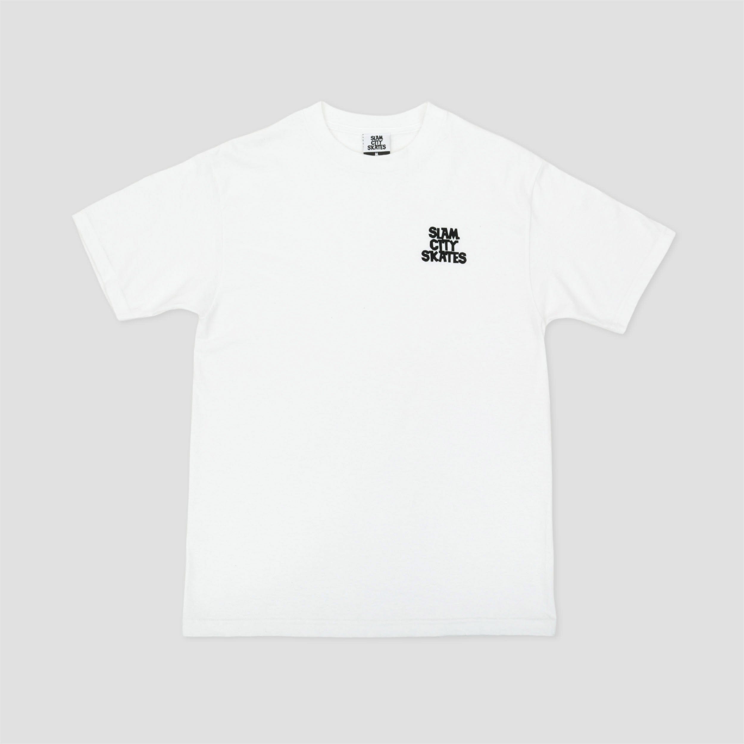 WHITE* Slam City Skates Class Logo T - Shirt White