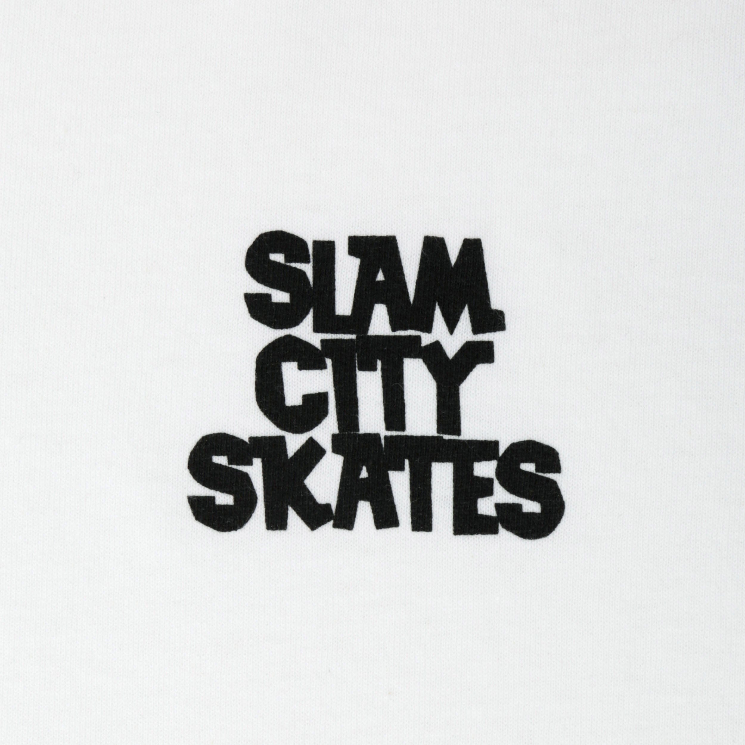 WHITE* Slam City Skates Class Logo T - Shirt White