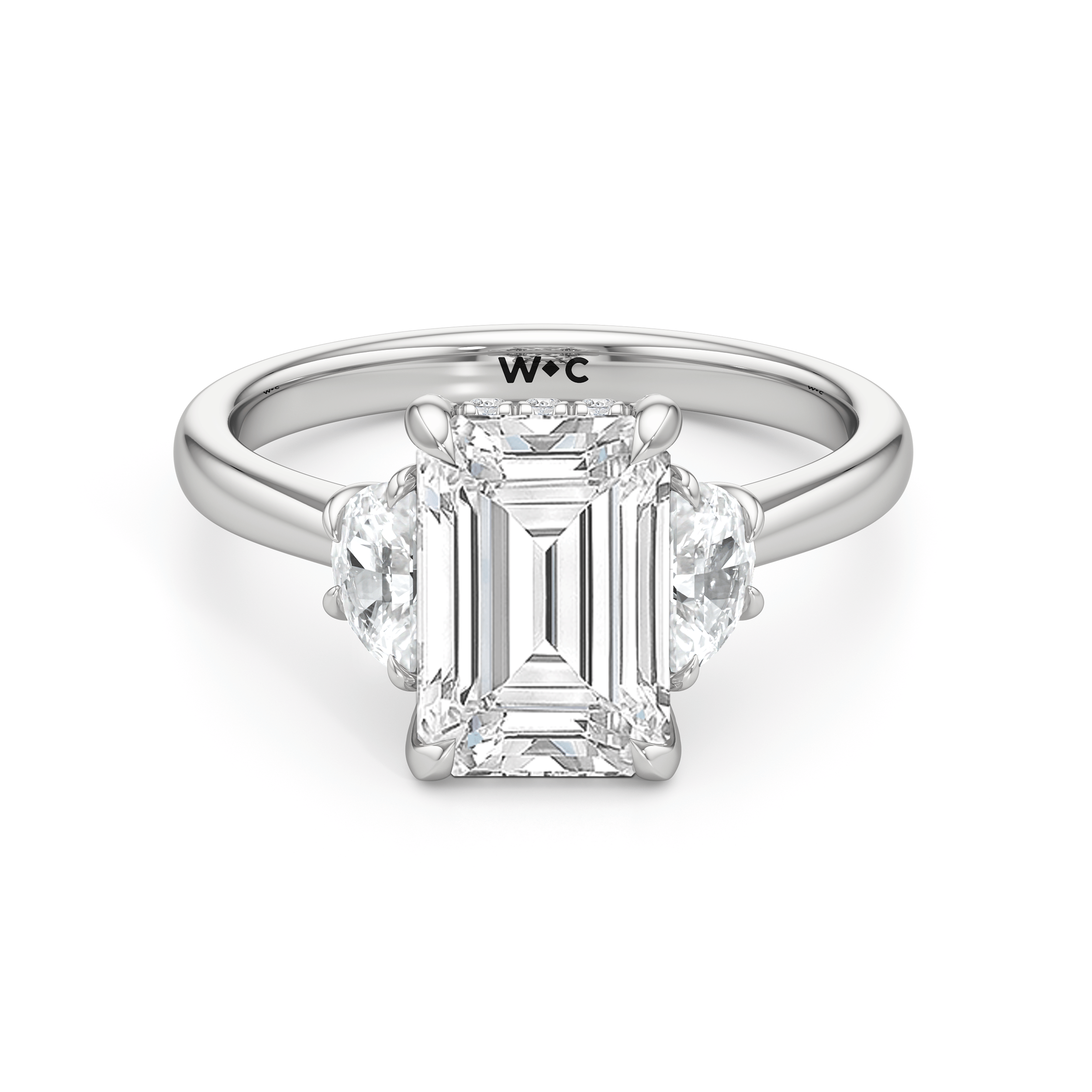 RING Elegance Half Moon Side Stone Engagement Ring - Home Preview