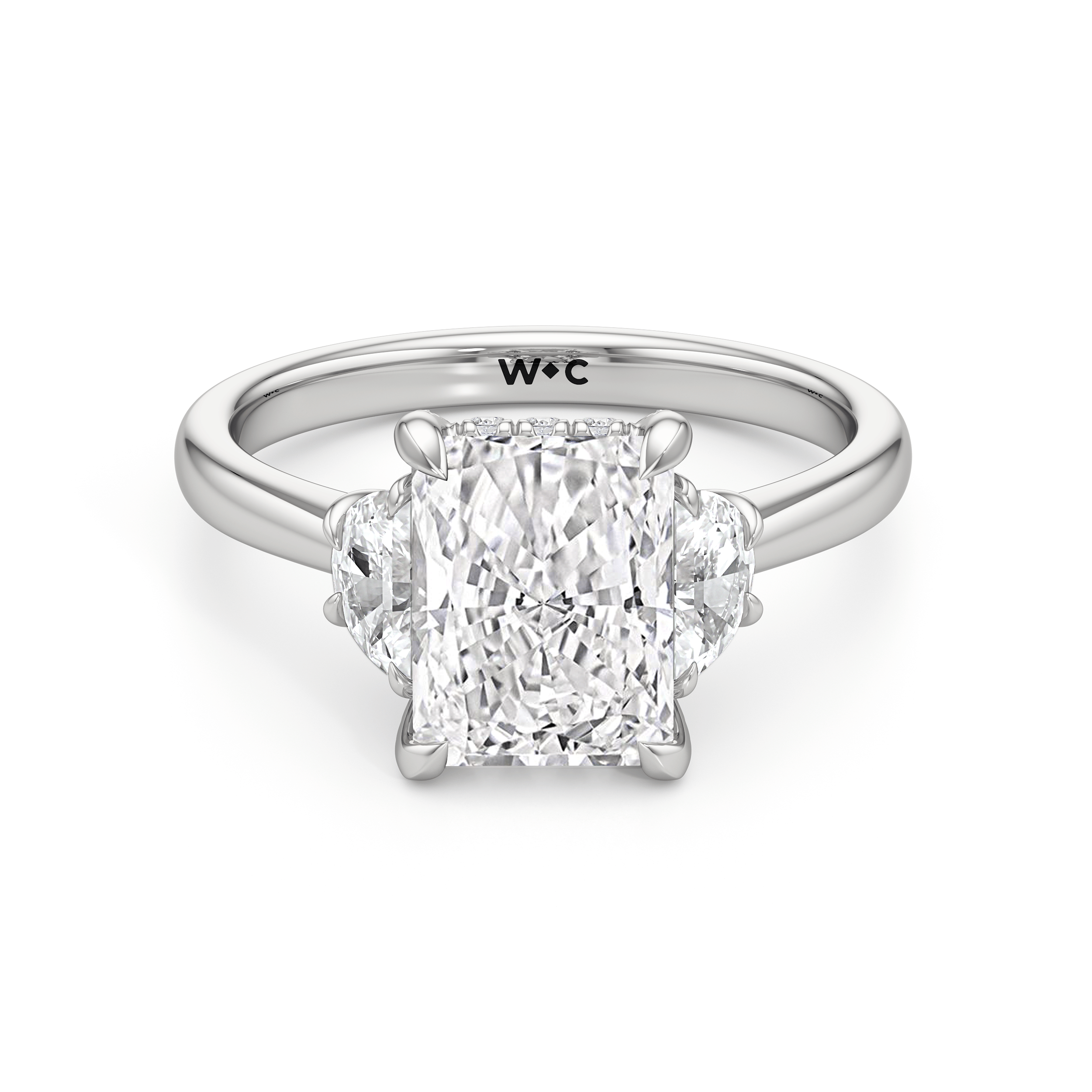 RING Elegance Half Moon Side Stone Engagement Ring - Home Preview