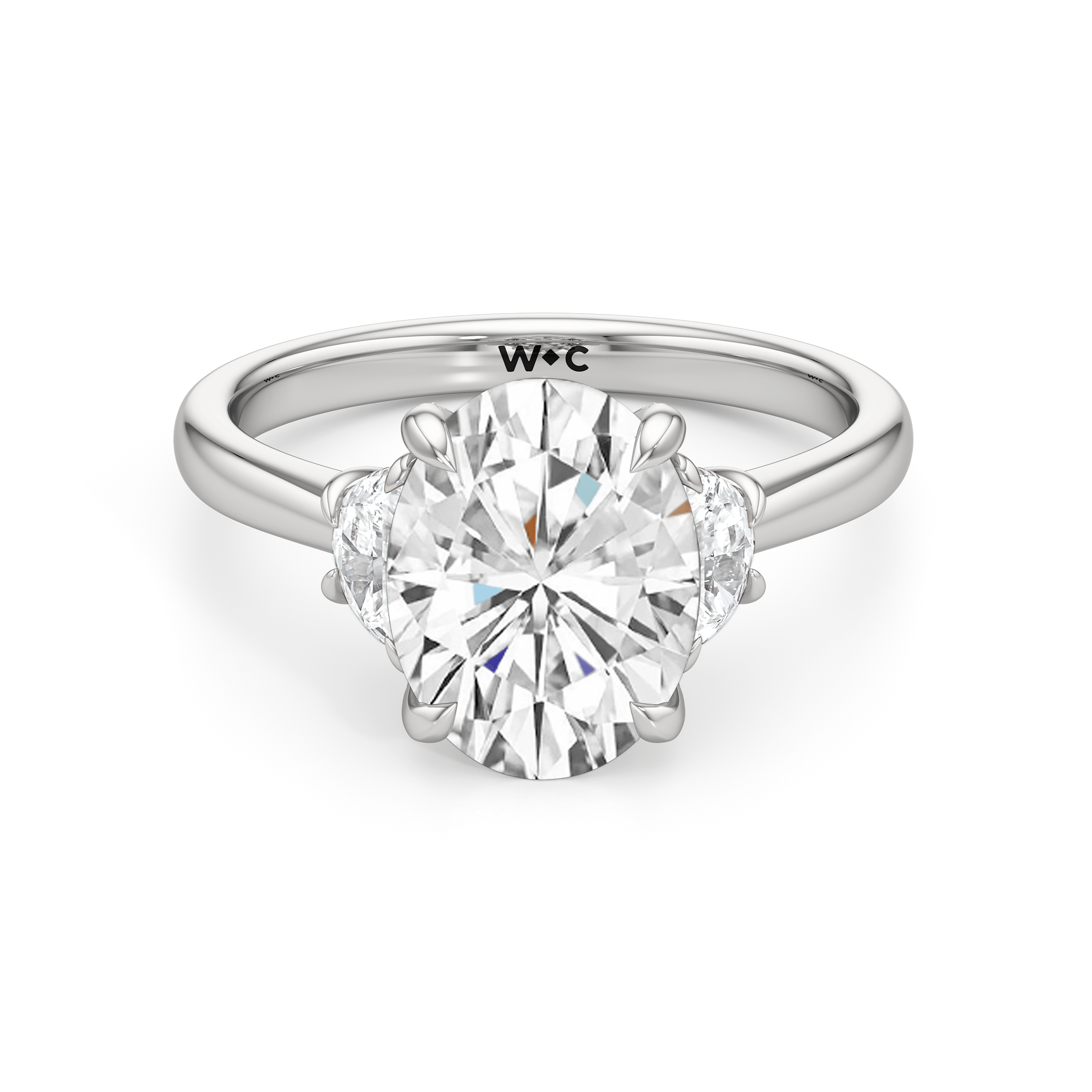 RING Elegance Half Moon Side Stone Engagement Ring - Home Preview