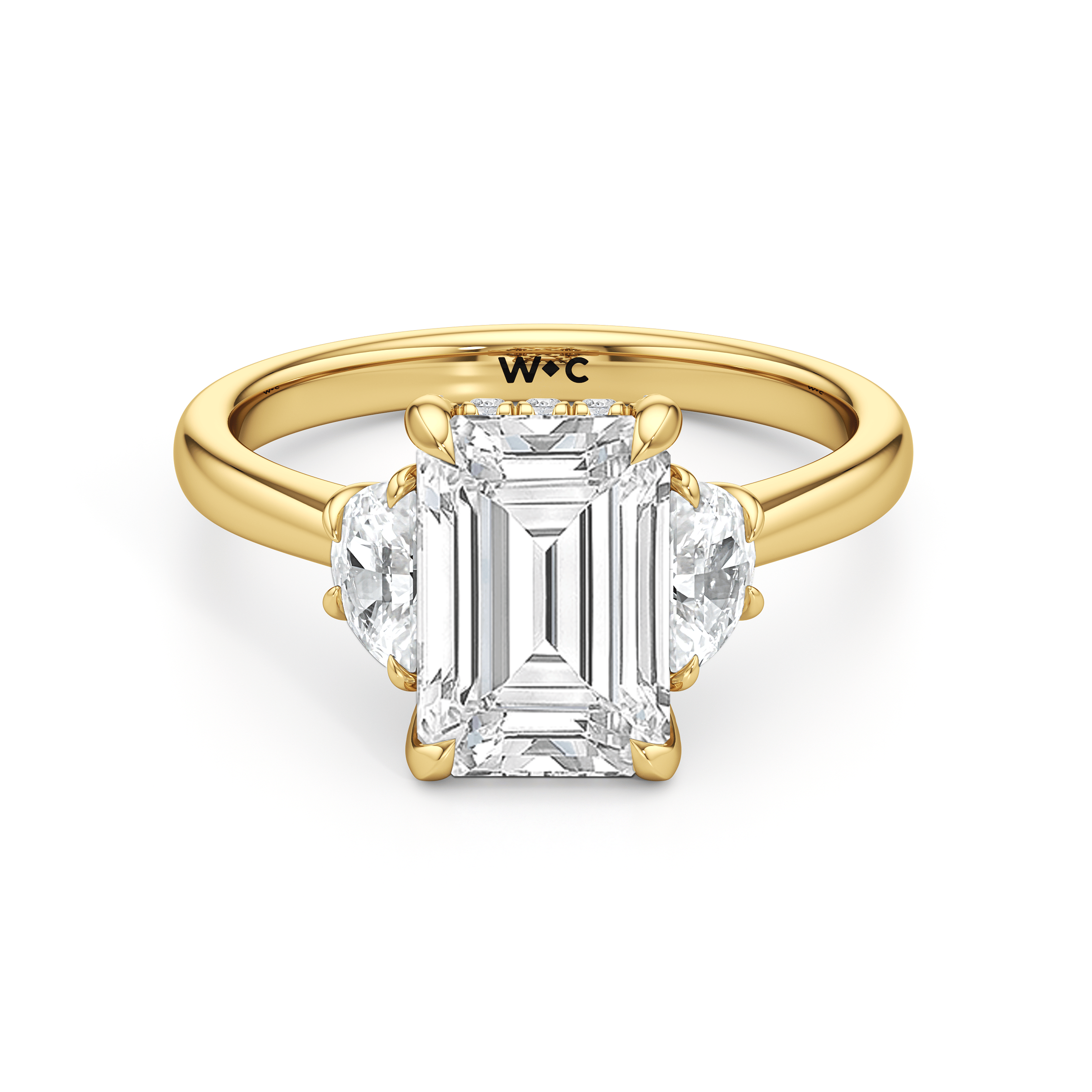 RING Elegance Half Moon Side Stone Engagement Ring - Home Preview