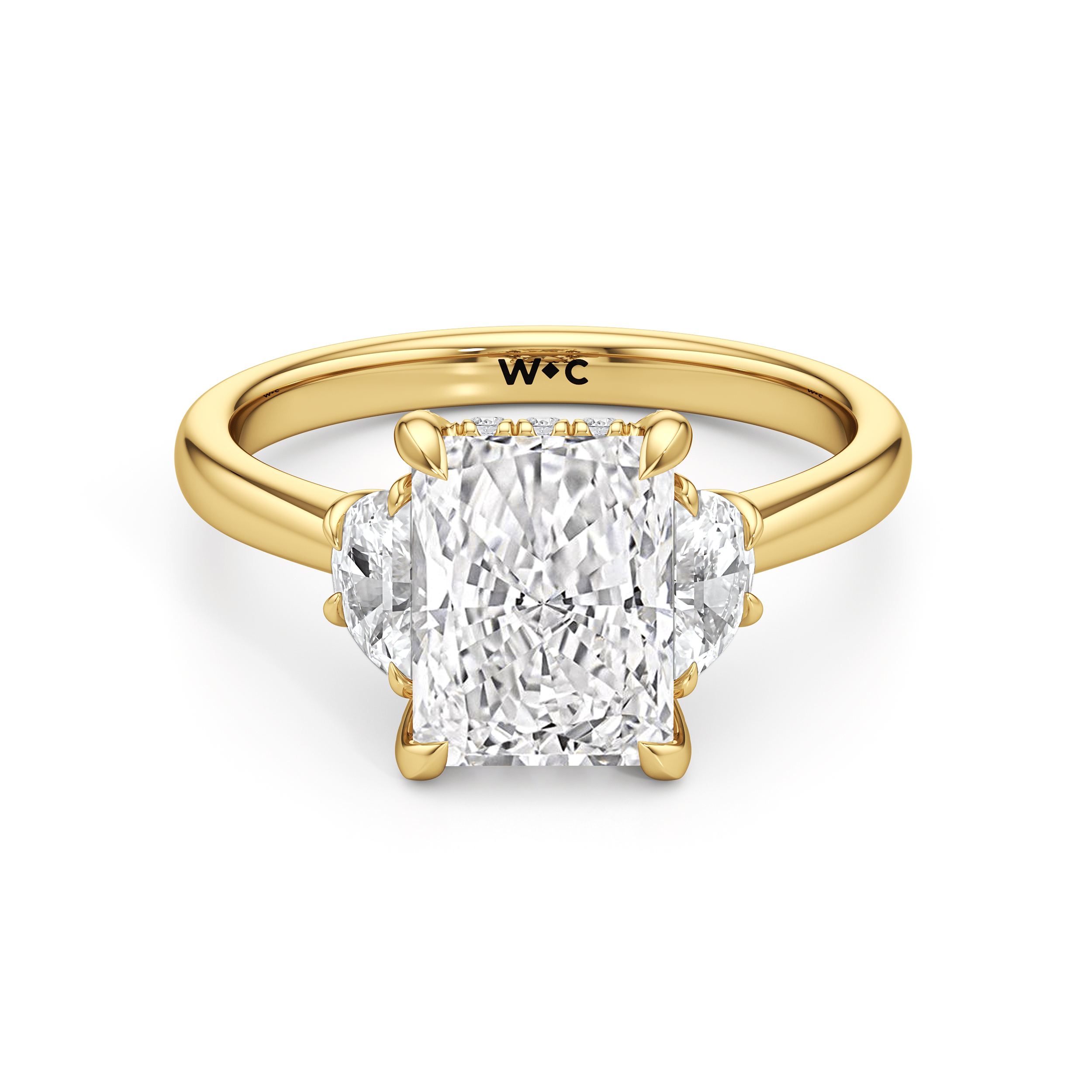 RING Elegance Half Moon Side Stone Engagement Ring - Home Preview
