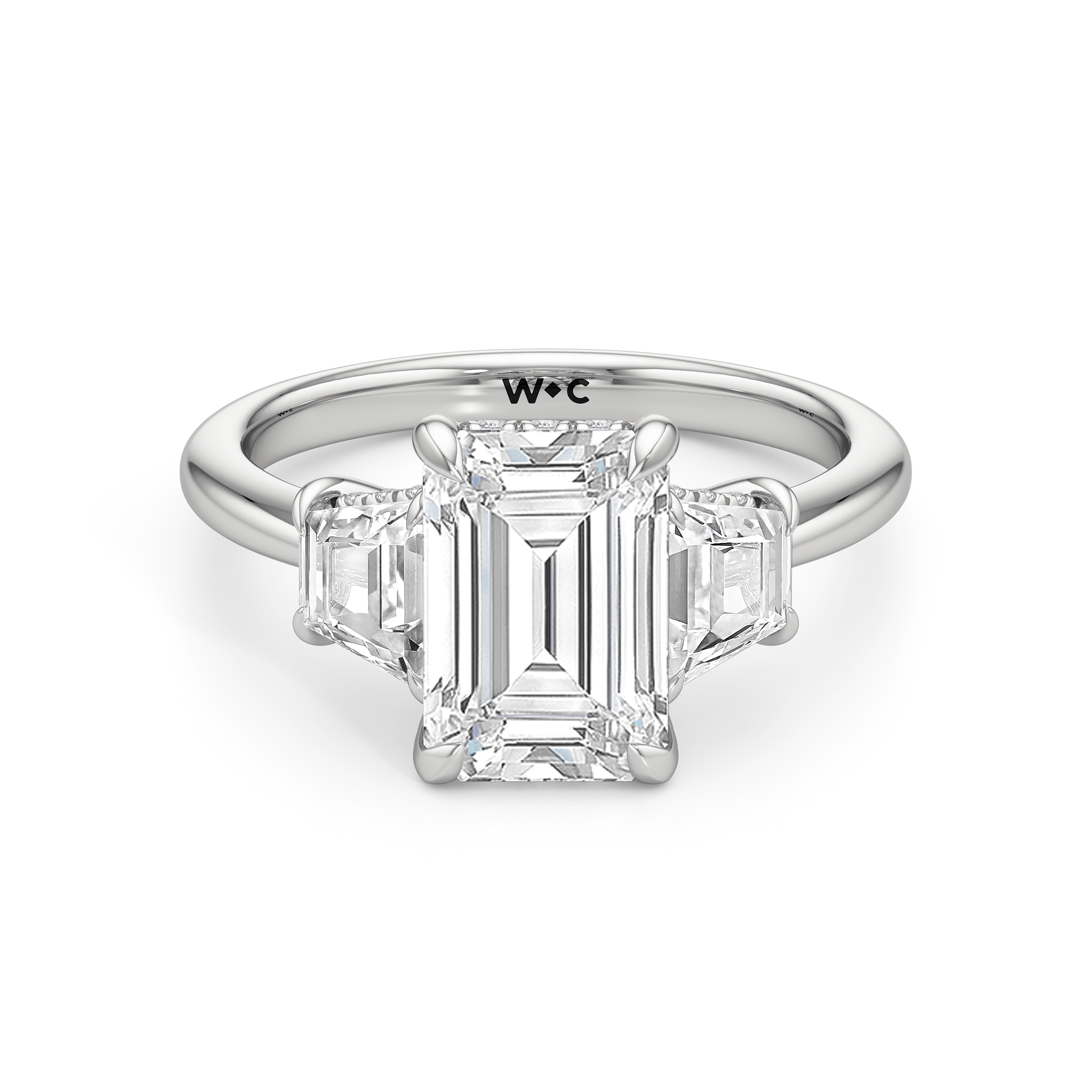 RING Elegance Trapezoid Side Stone Engagement Ring - Home Preview