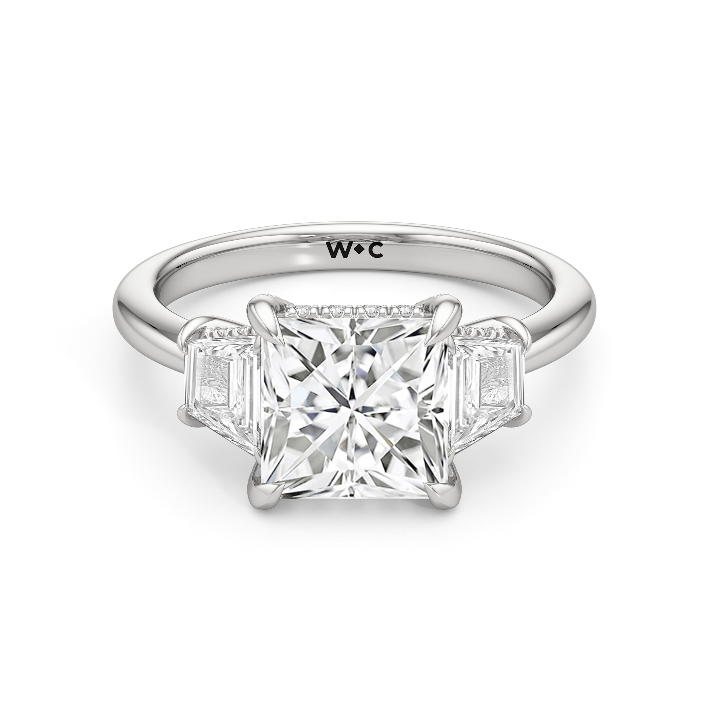 RING Elegance Trapezoid Side Stone Engagement Ring - Home Preview