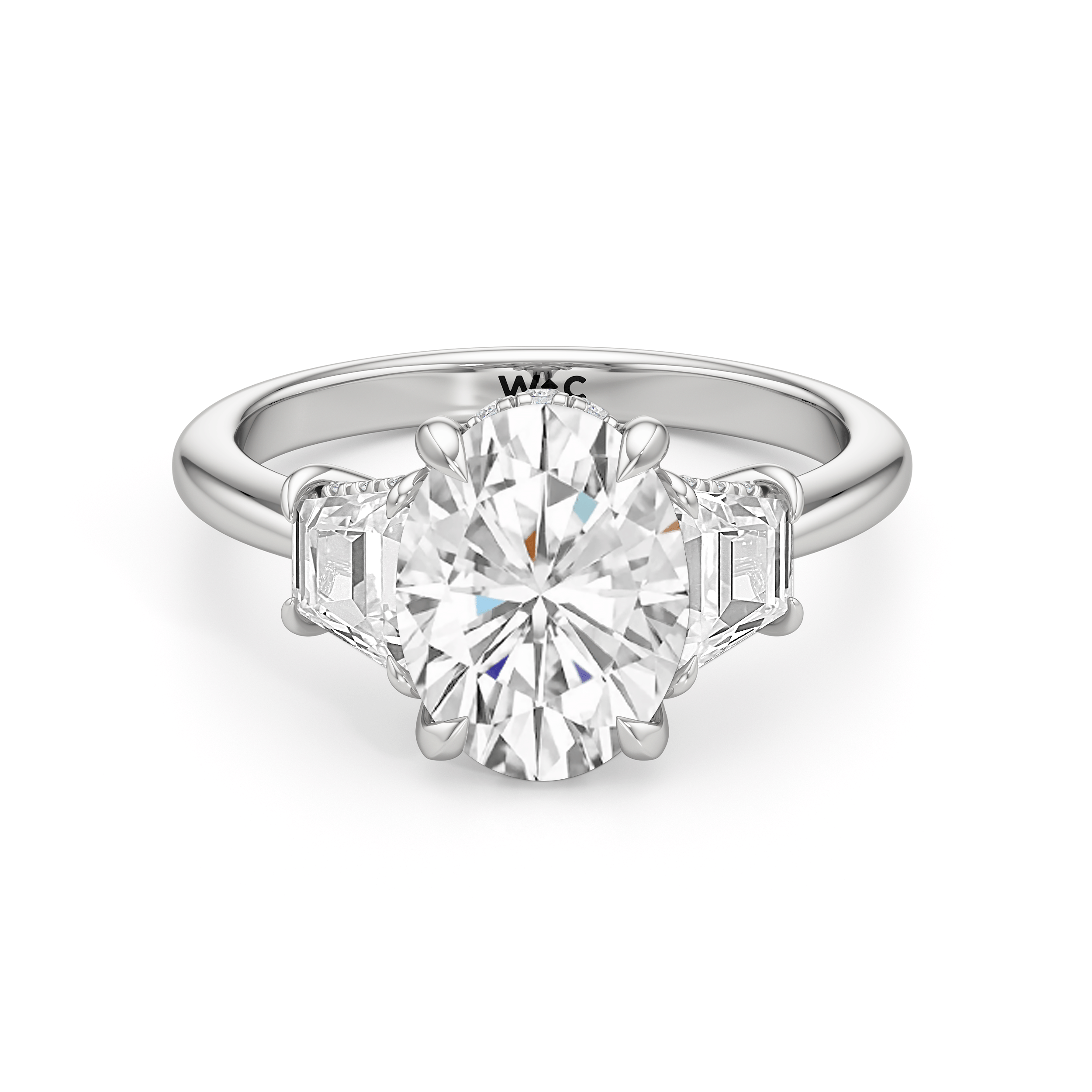 RING Elegance Trapezoid Side Stone Engagement Ring - Home Preview