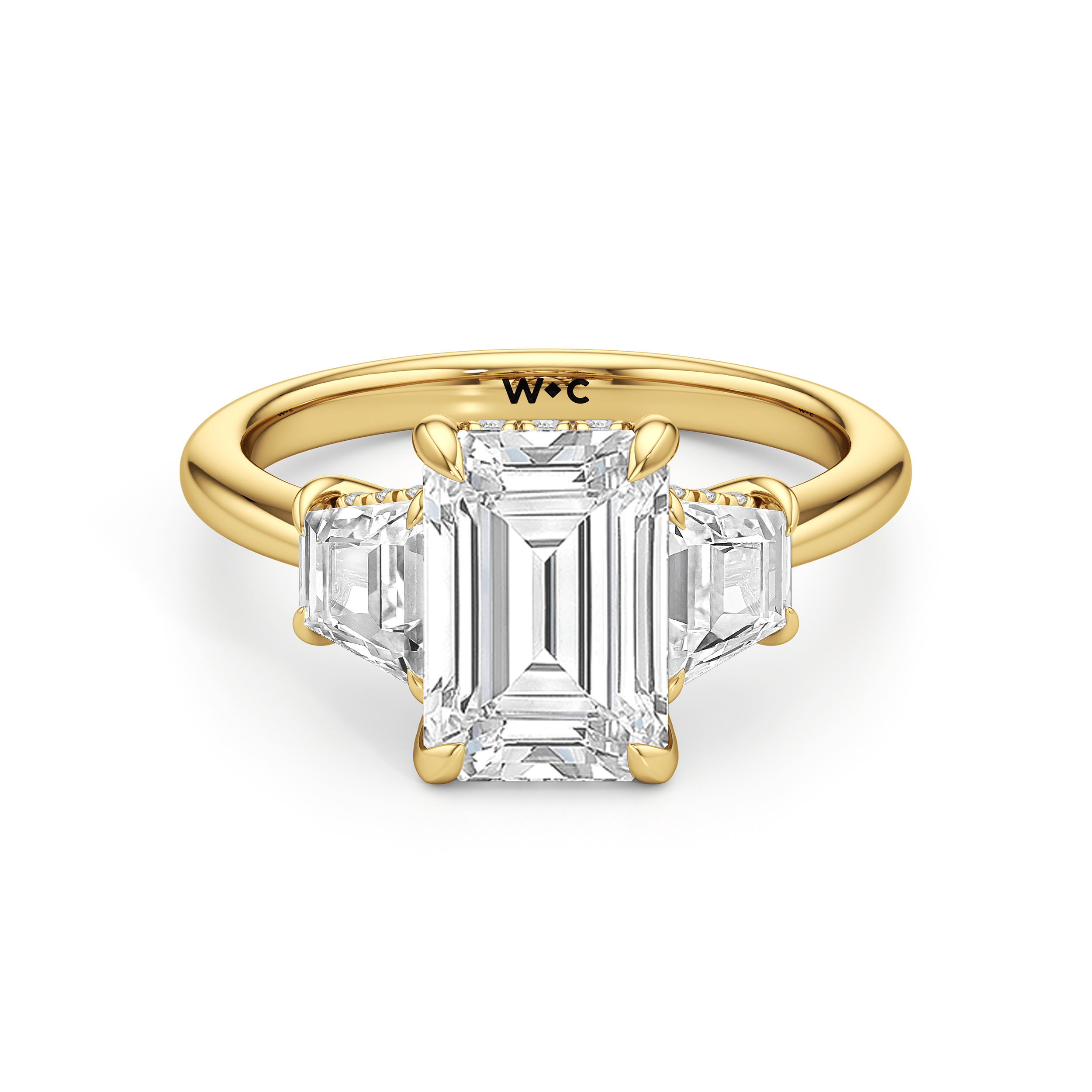 RING Elegance Trapezoid Side Stone Engagement Ring - Home Preview