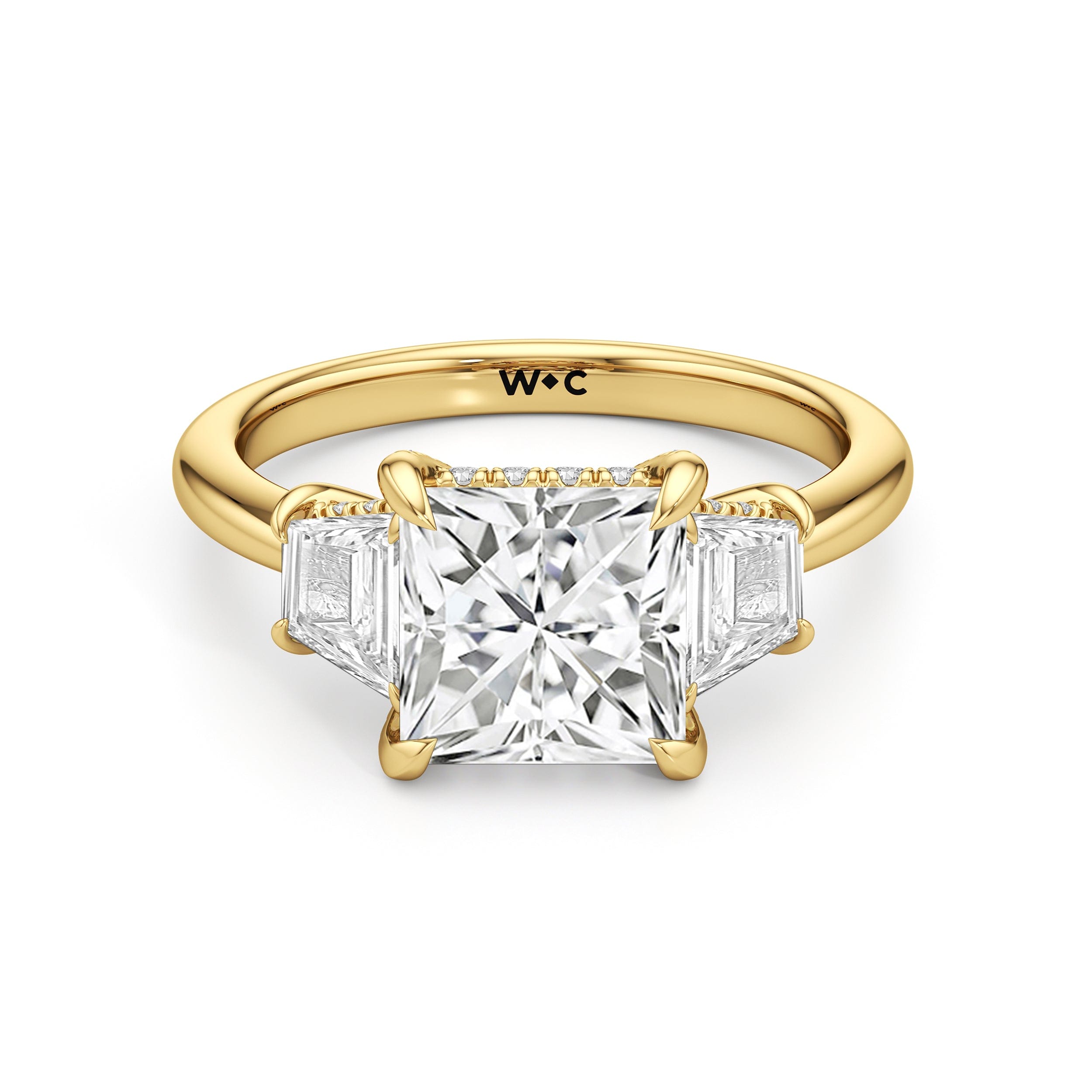 RING Elegance Trapezoid Side Stone Engagement Ring - Home Preview