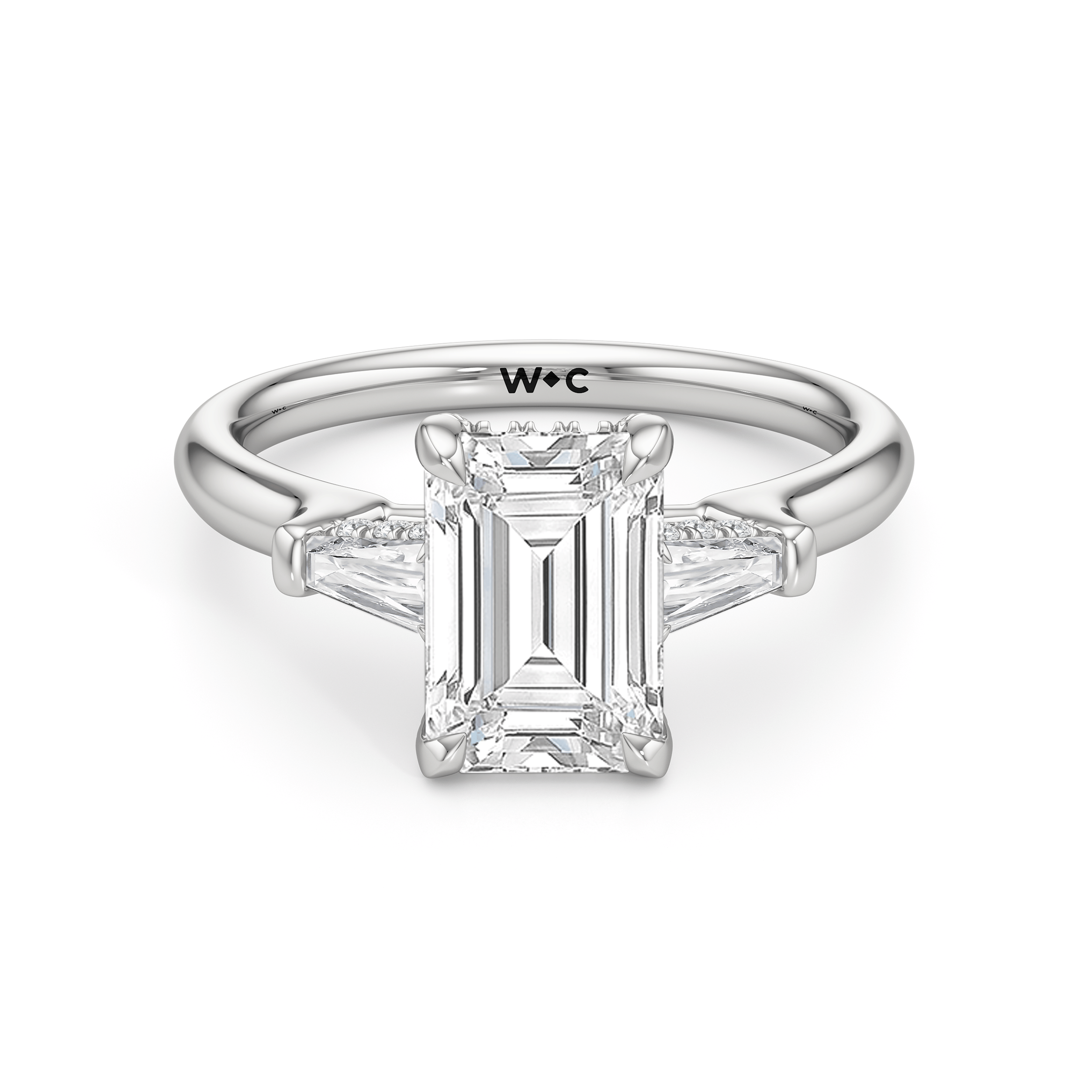 RING Elegance Baguette Three Stone Engagement Ring - Home Preview